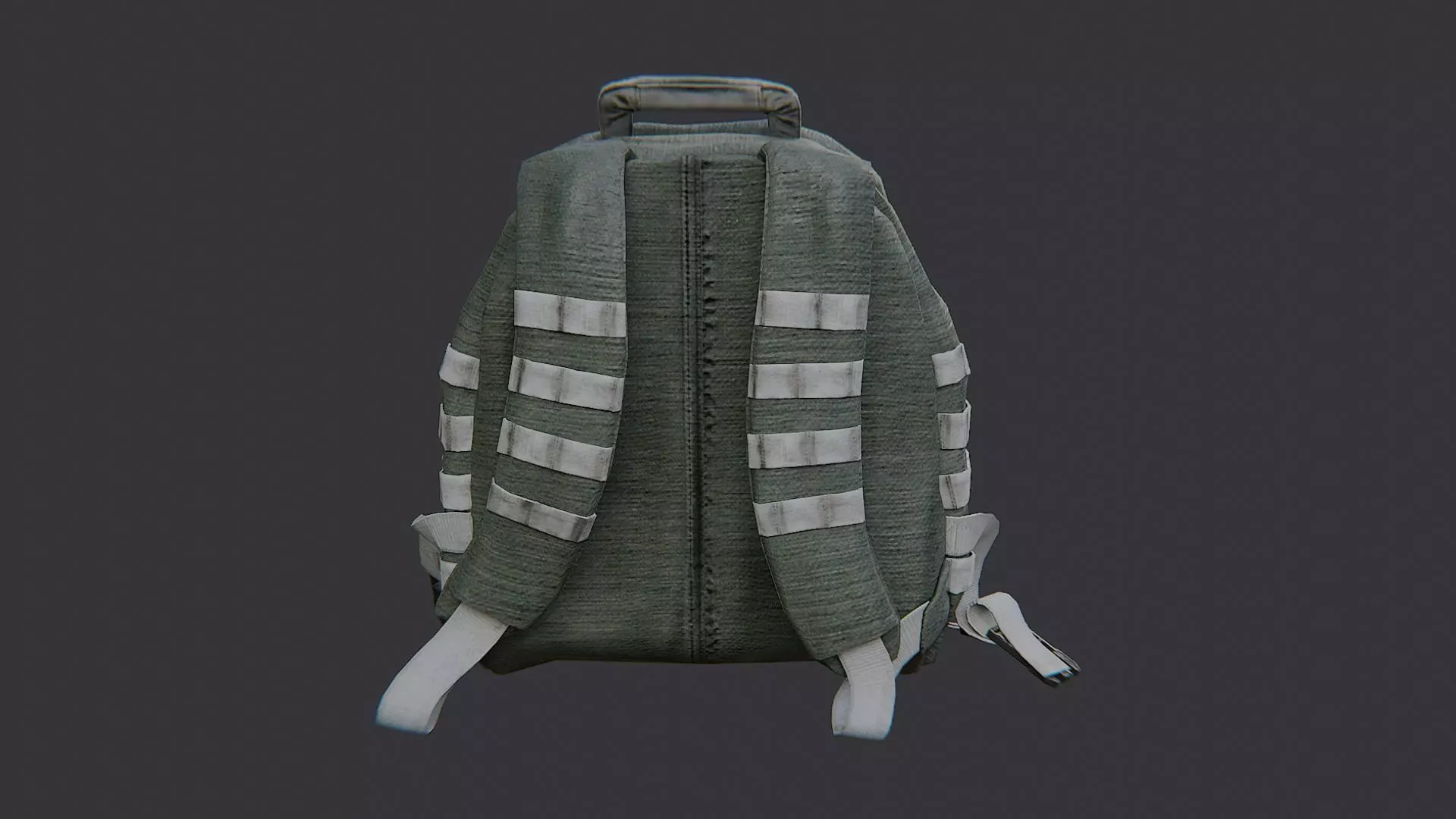 Military Backpack Open with Straps and Pockets Low-poly 3D model_1