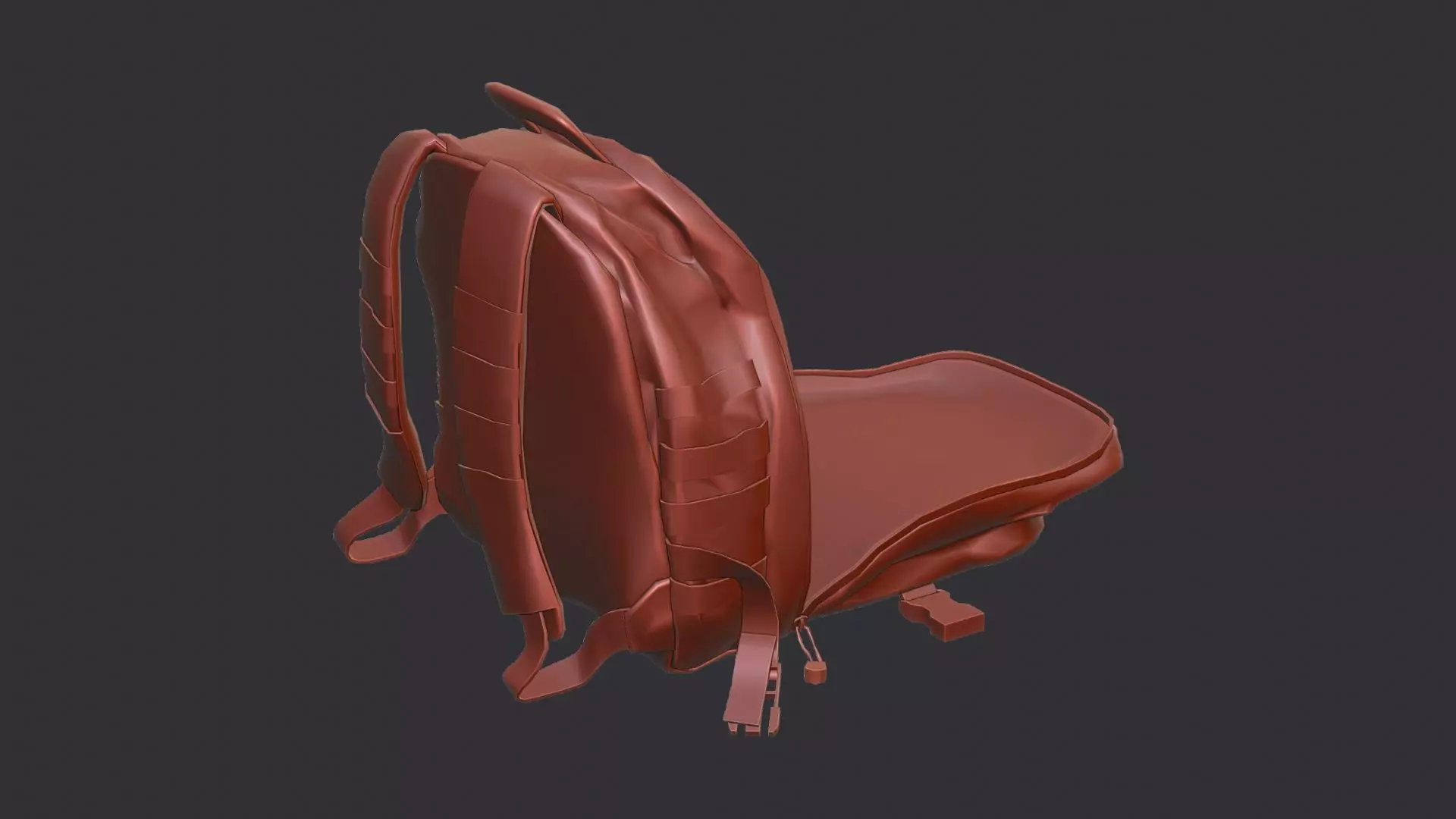 Military Backpack Open with Straps and Pockets Low-poly 3D model_6