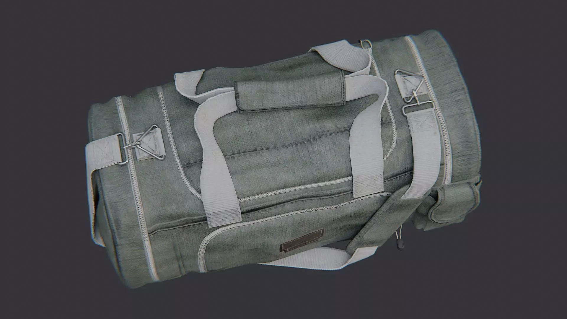 olive military duffle bag small with straps Low-poly 3D model_4