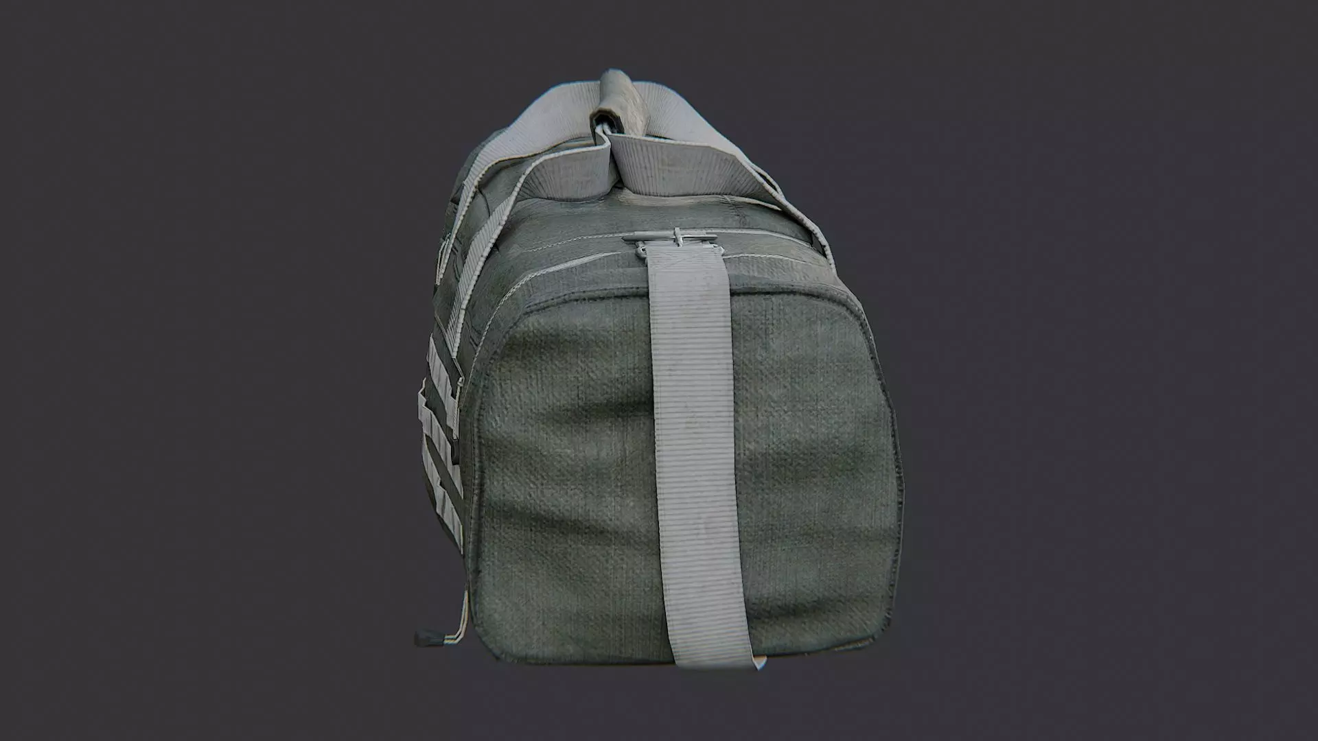 olive military duffle bag small with straps Low-poly 3D model_1