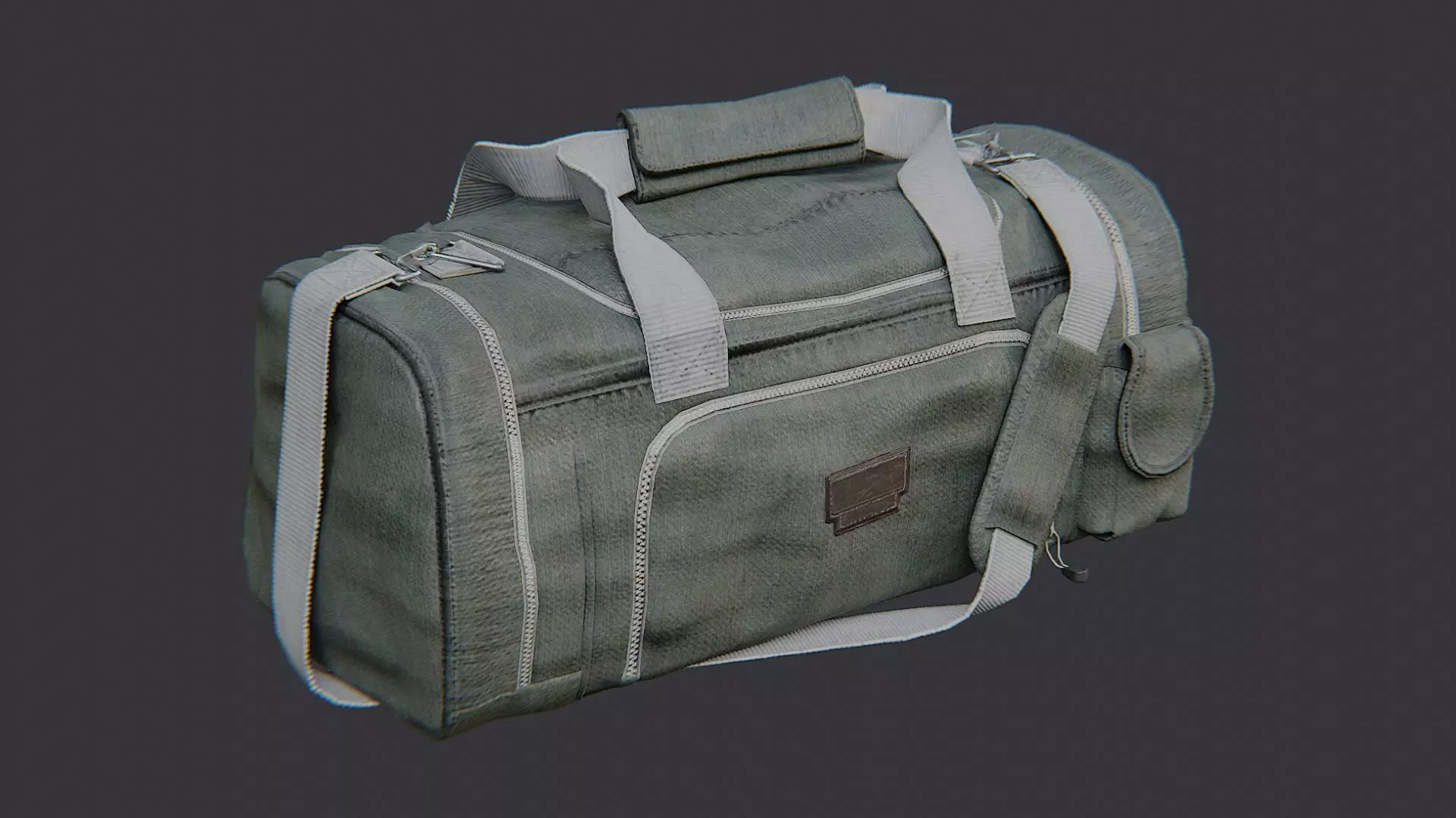 olive military duffle bag small with straps Low-poly 3D model_0