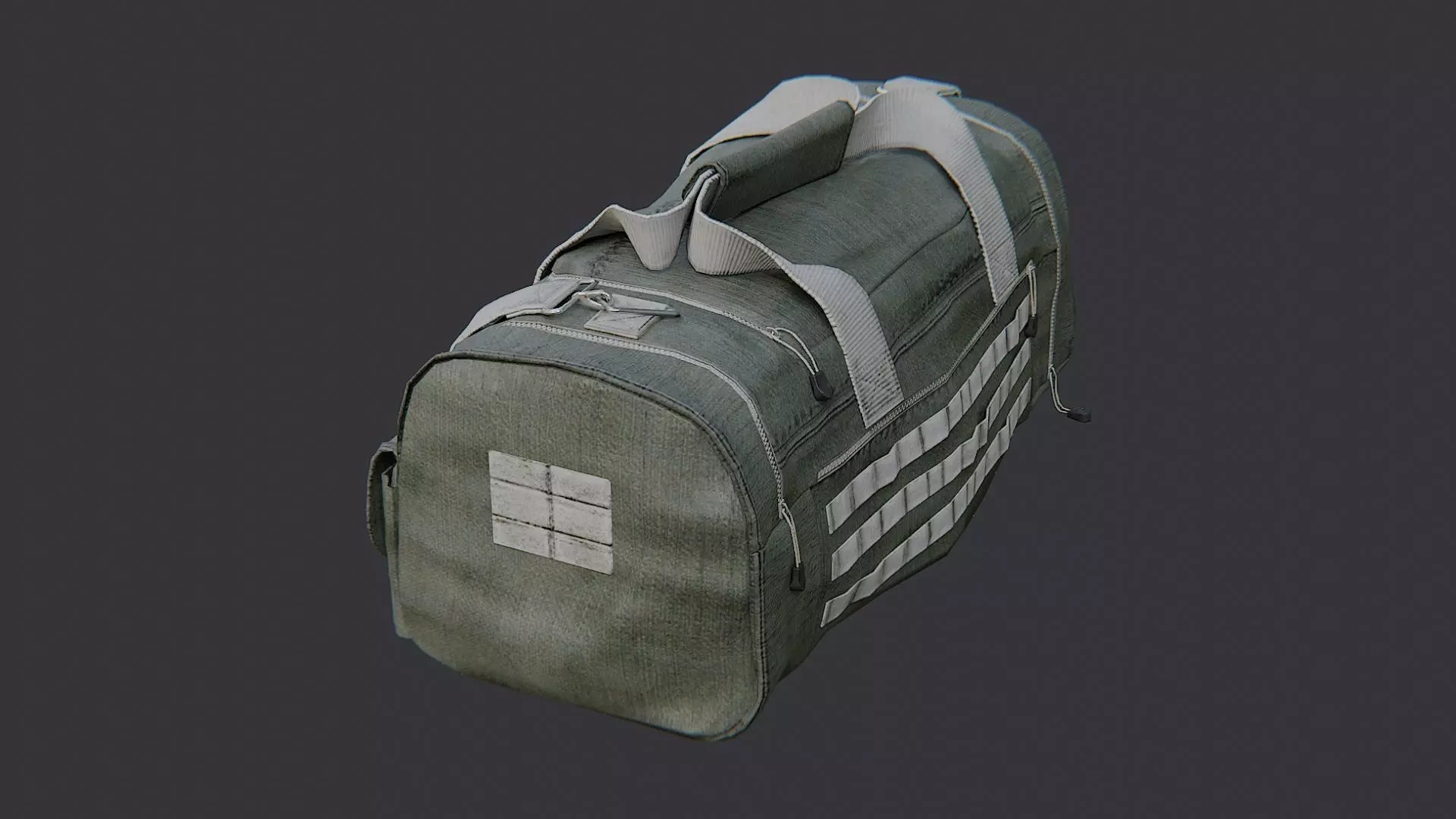 olive military duffle bag small with straps Low-poly 3D model_3