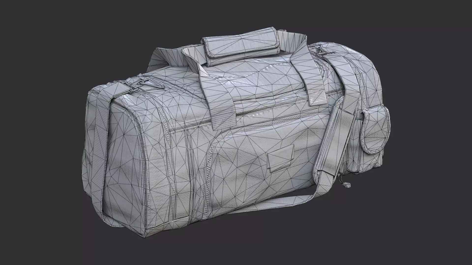 olive military duffle bag small with straps Low-poly 3D model_7