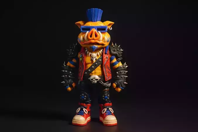 Punk Boar Mutant Unique Figurine Detailed 3D Printed