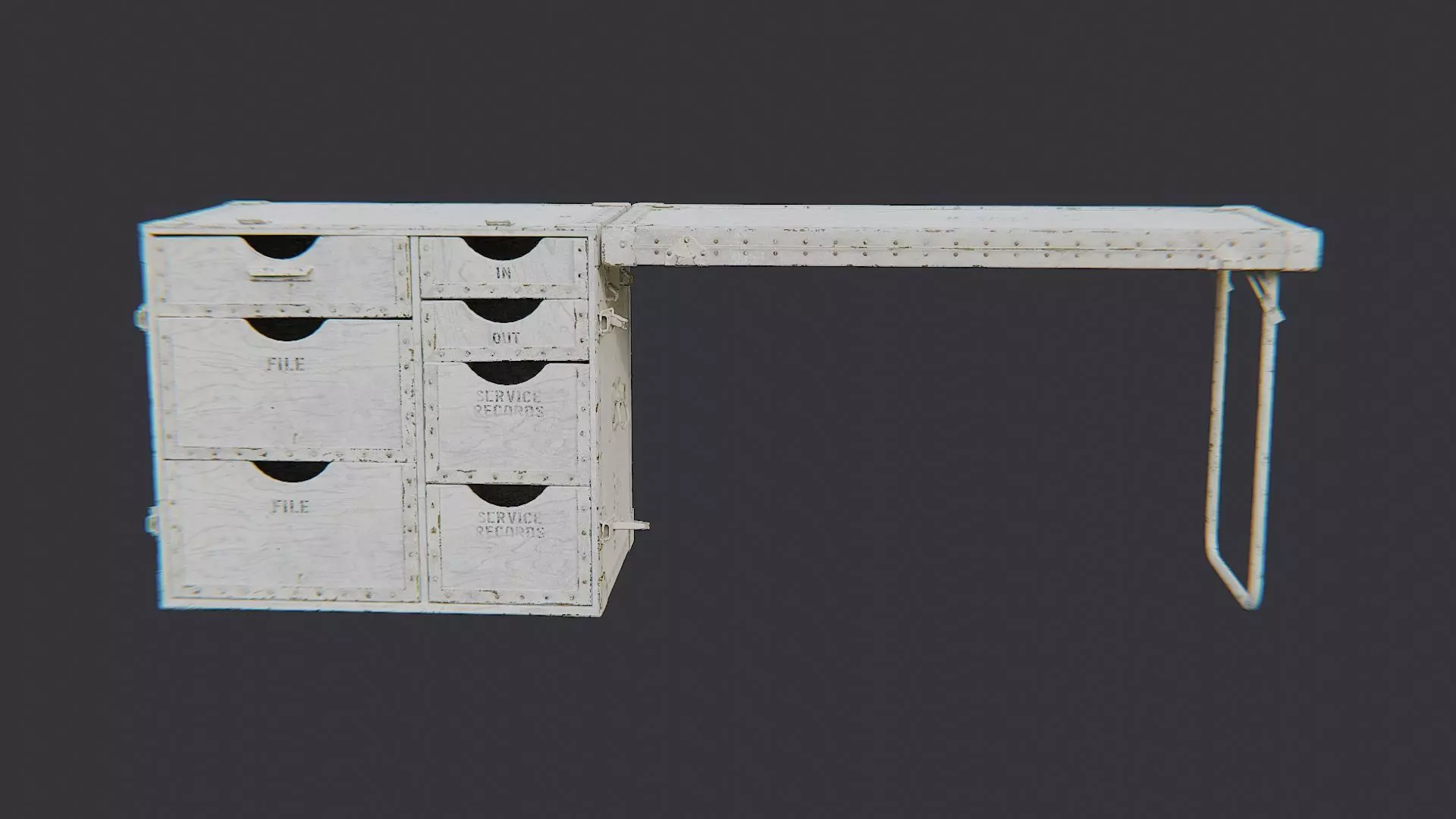 Foldout Desk with Metal Drawers Low-poly 3D model_2