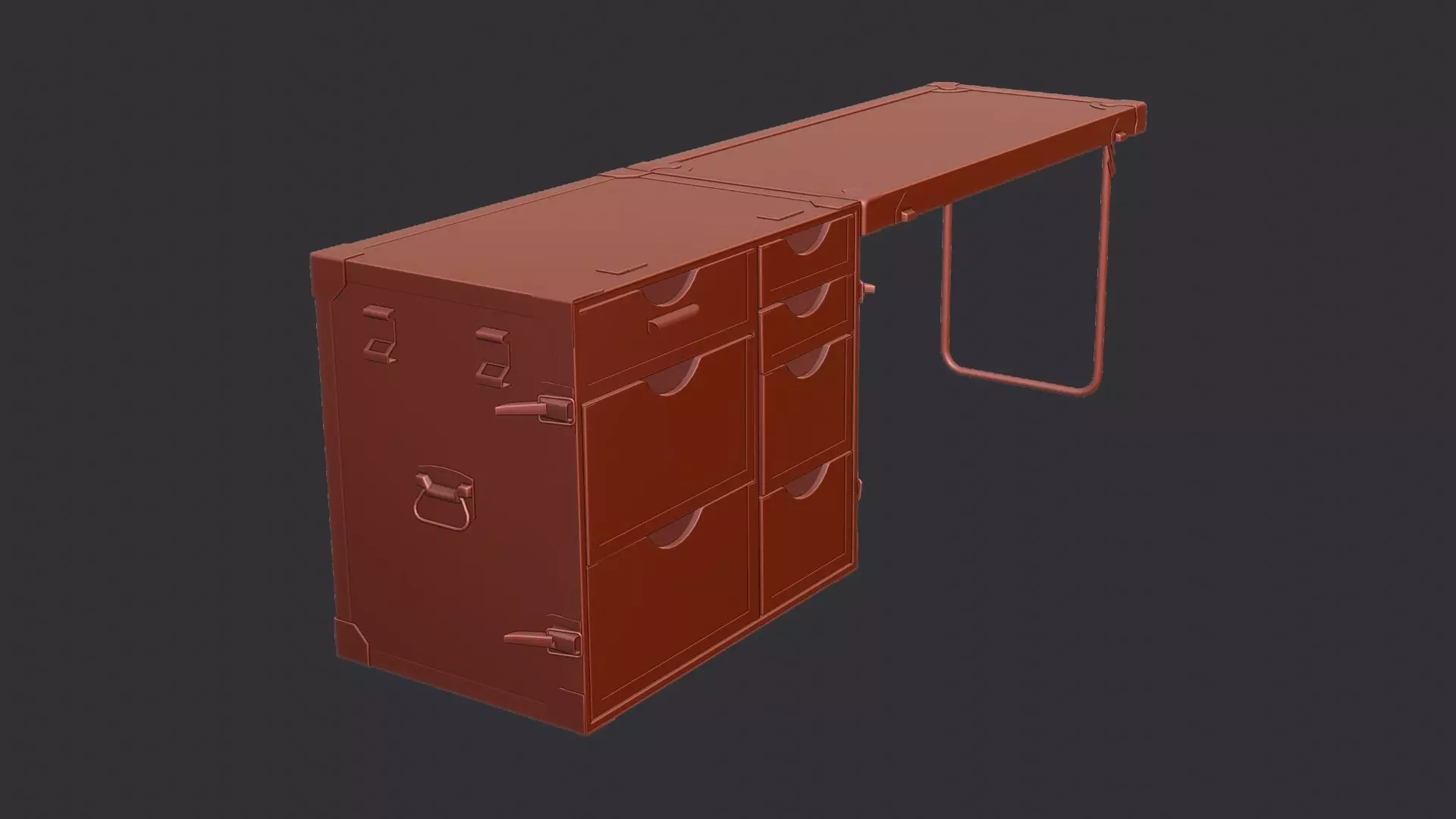 Foldout Desk with Metal Drawers Low-poly 3D model_6