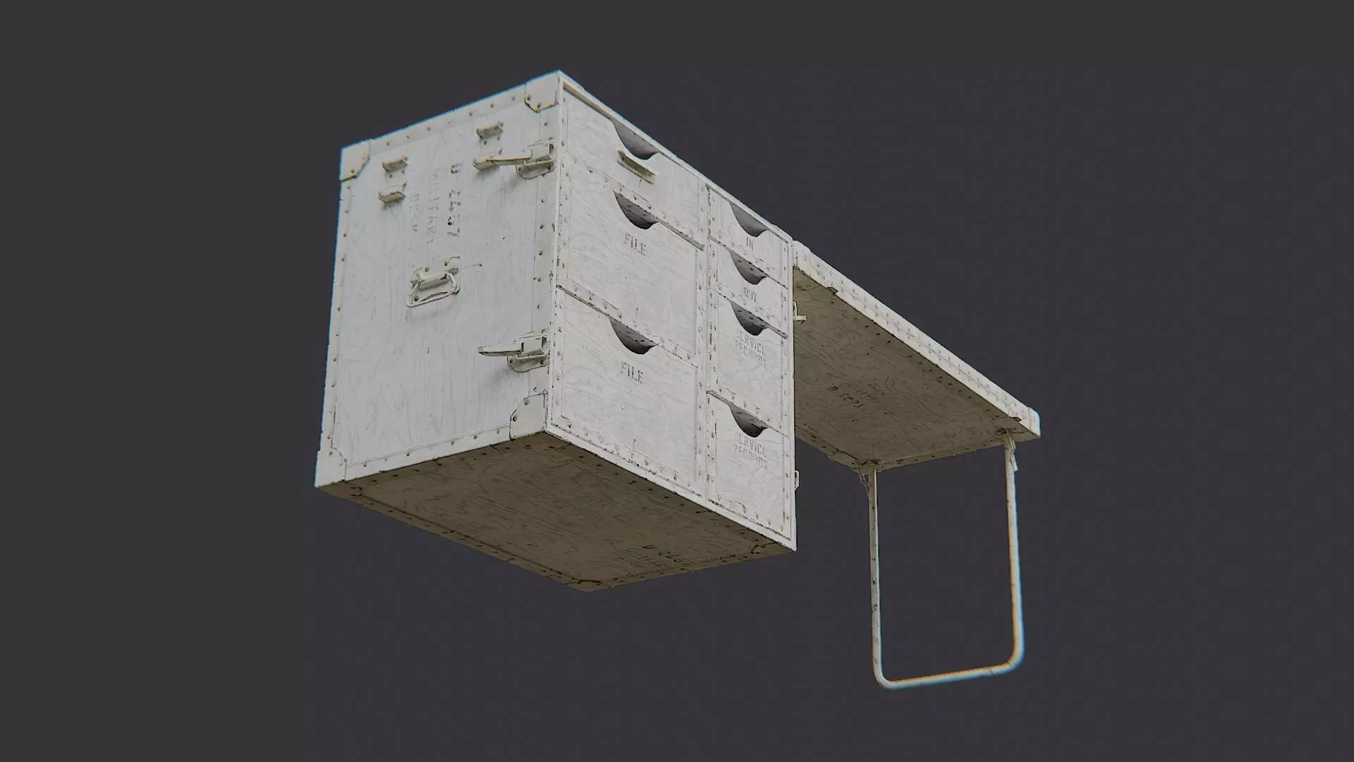 Foldout Desk with Metal Drawers Low-poly 3D model_5