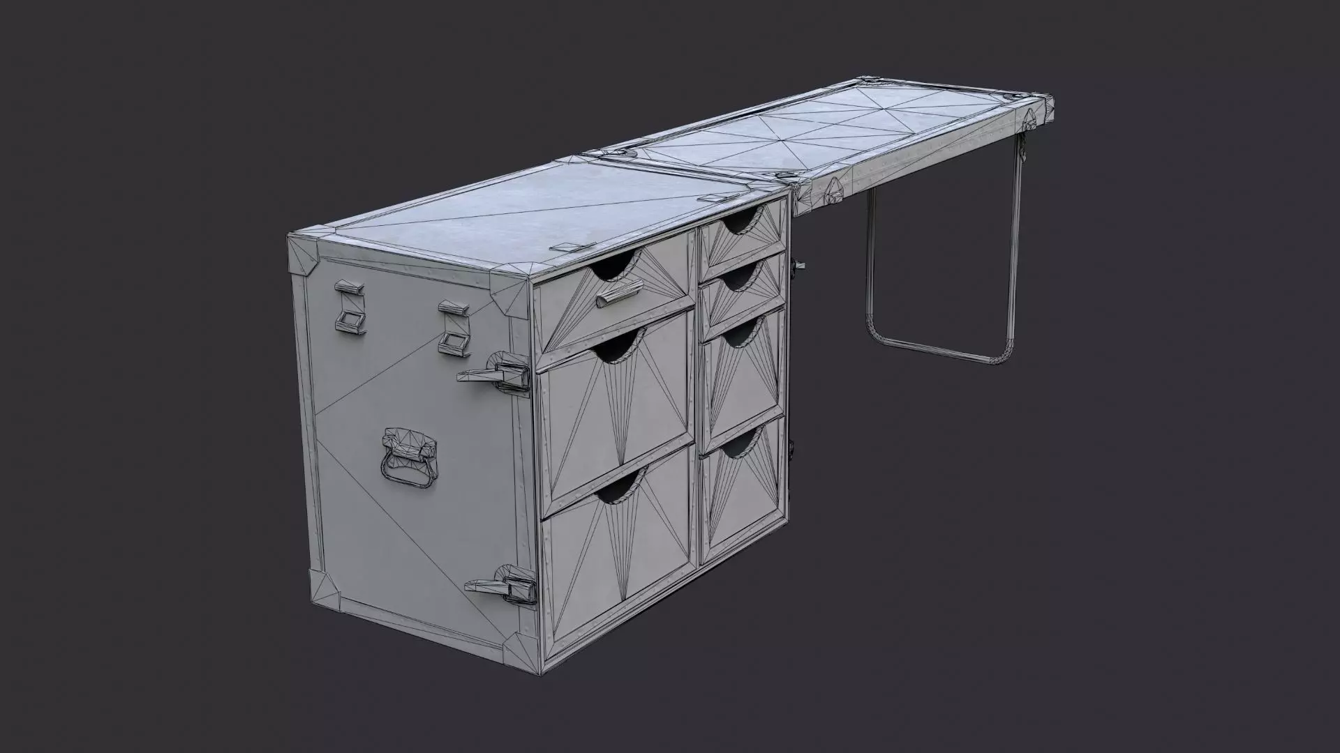Foldout Desk with Metal Drawers Low-poly 3D model_7