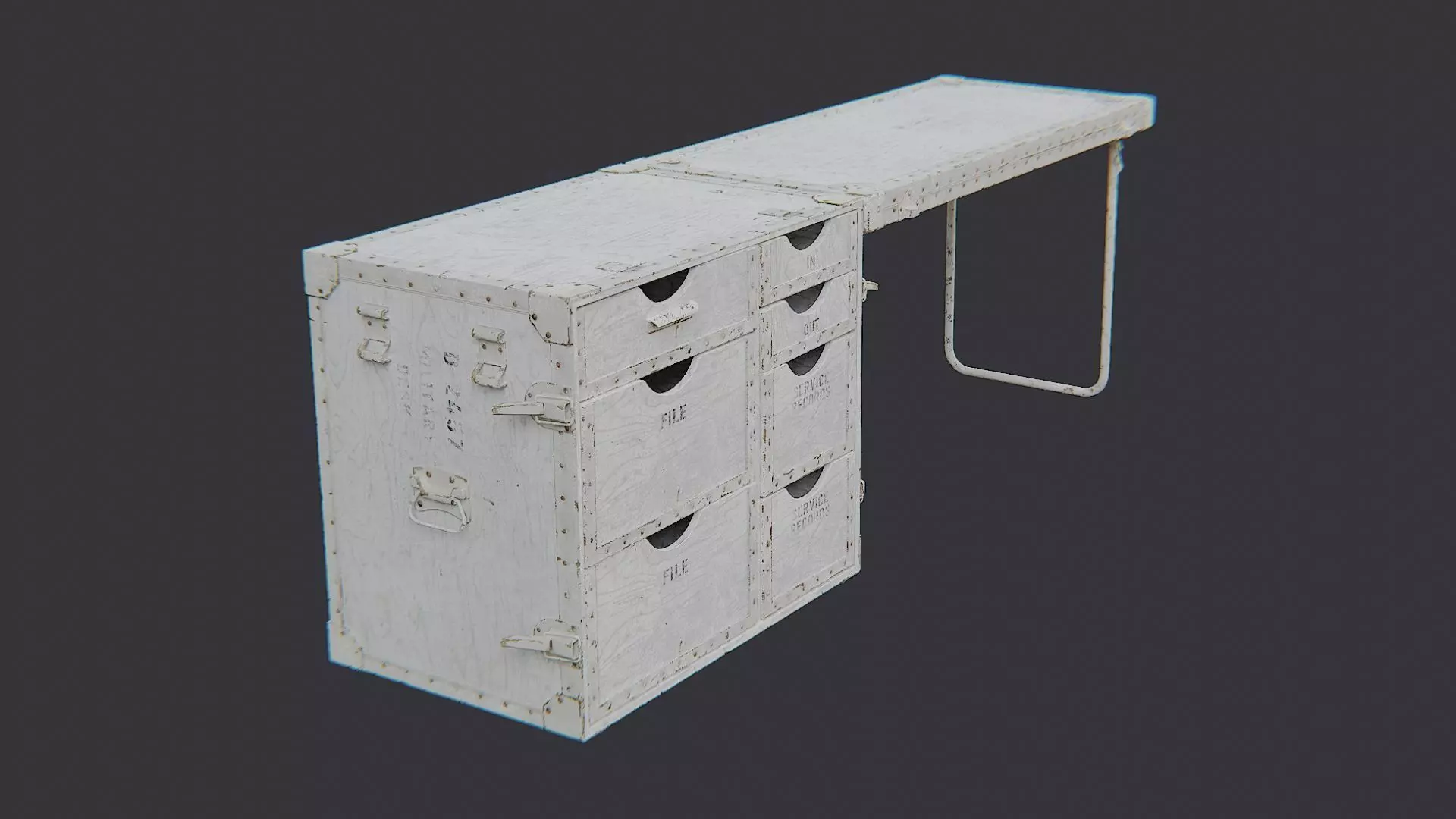 Foldout Desk with Metal Drawers Low-poly 3D model_0