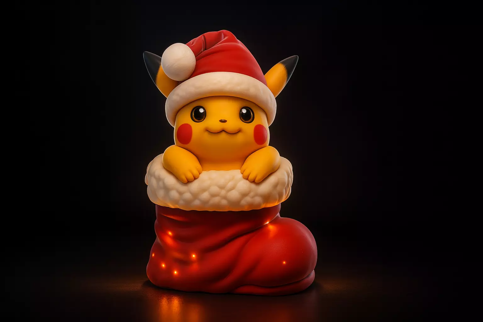Adorable Pikachu in Christmas Stocking Santa Pikachu 3D print model_0