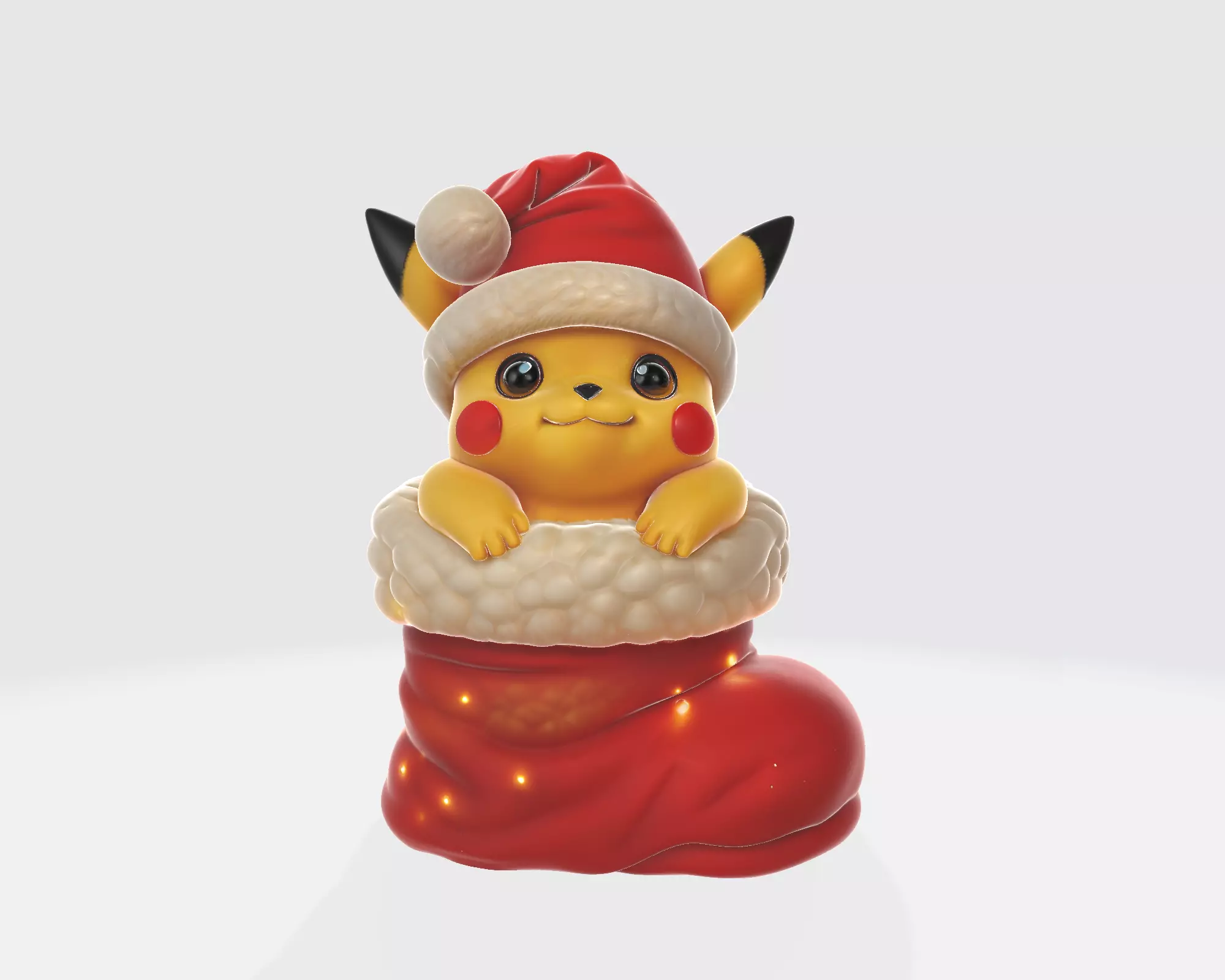Adorable Pikachu in Christmas Stocking Santa Pikachu 3D print model_5