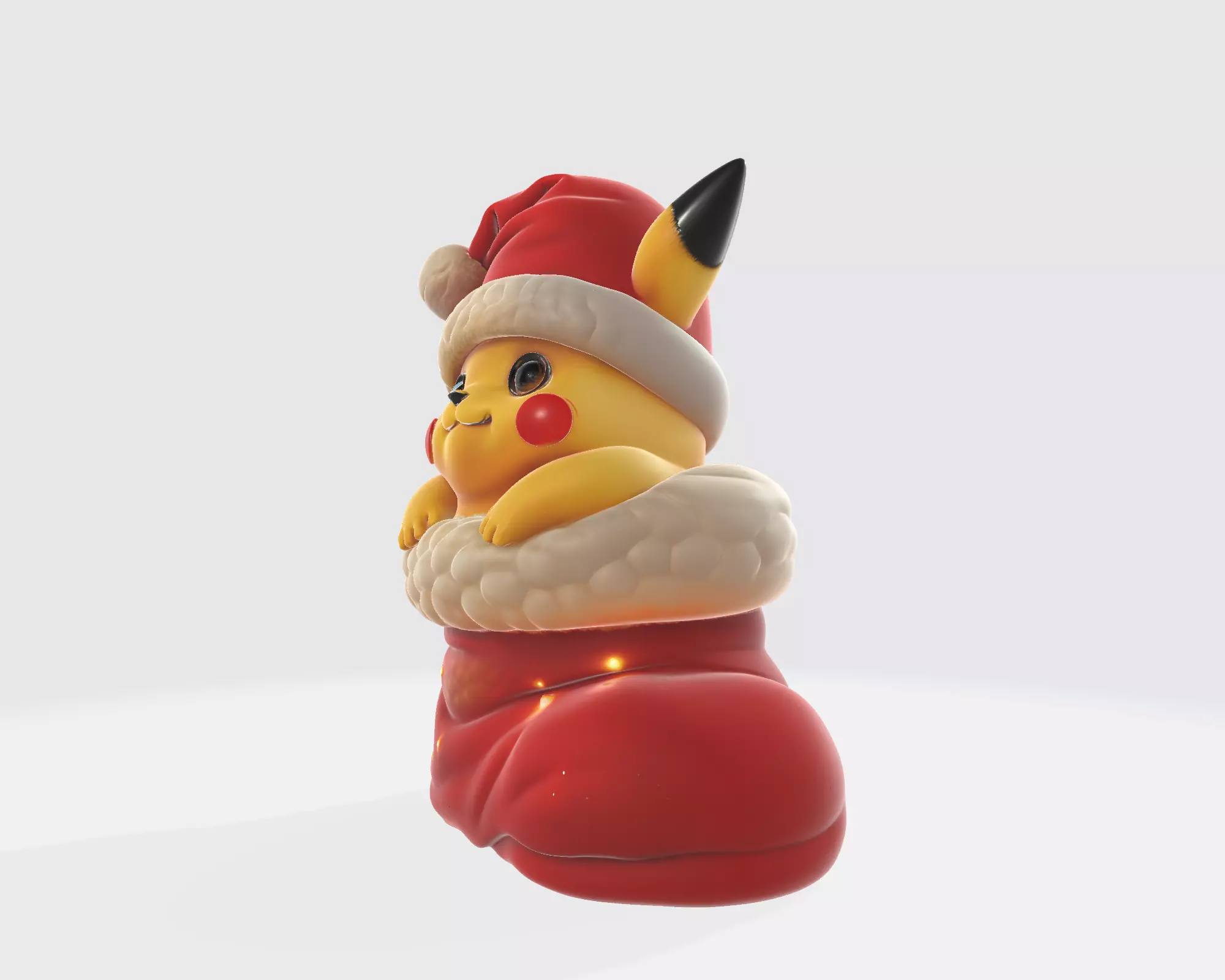 Adorable Pikachu in Christmas Stocking Santa Pikachu 3D print model_6
