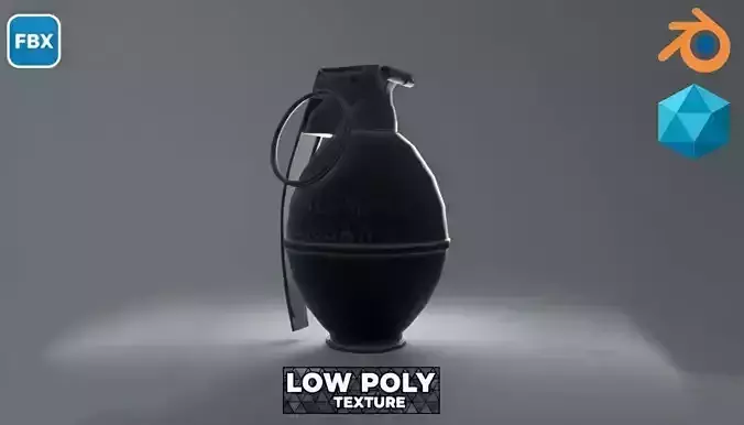 Black M26 Hand Grenade 3D Model  FBX LowPoly 