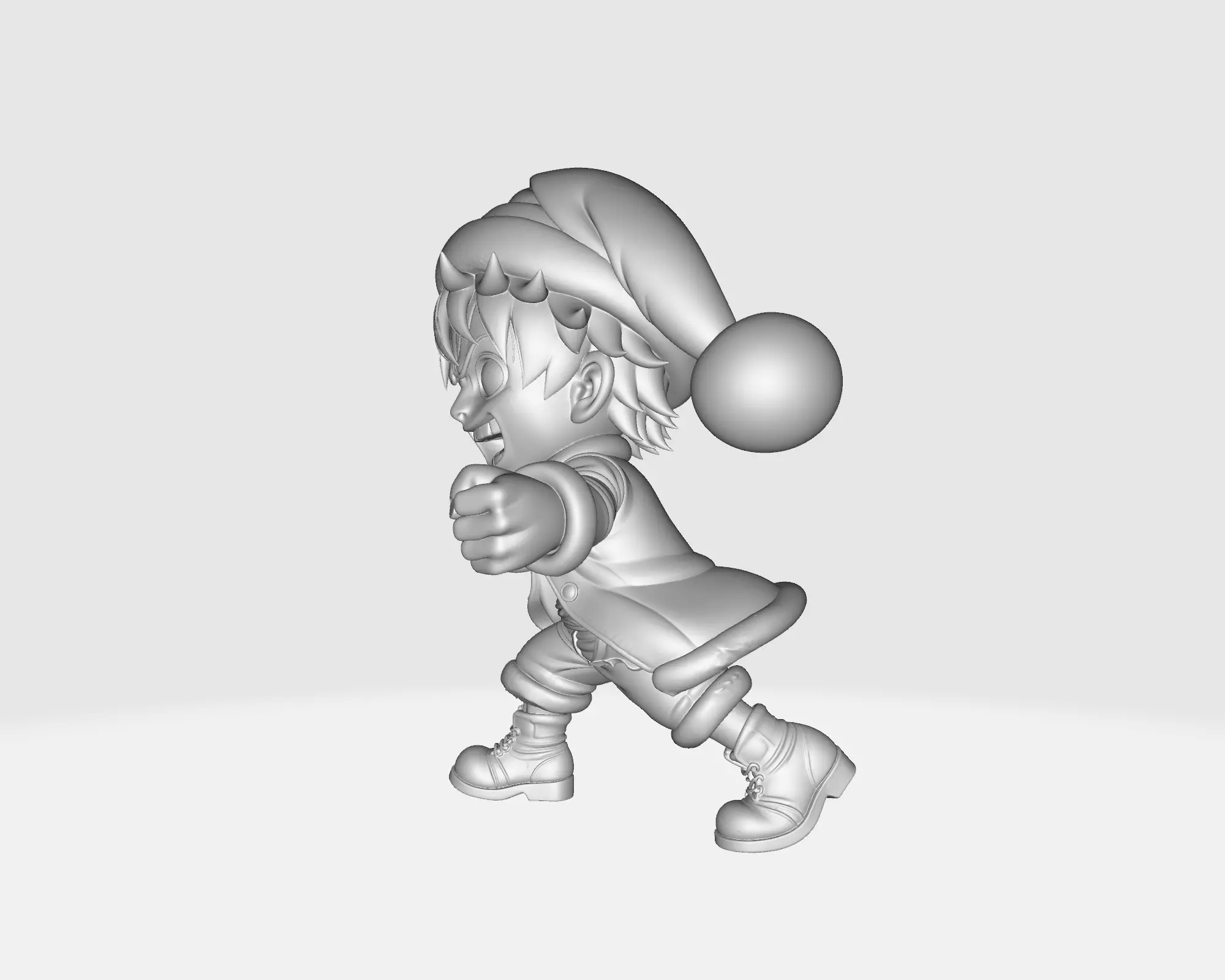 Luffy Christmas Festive Anime Pirate Figurine Santa Outfit 3D print model_2