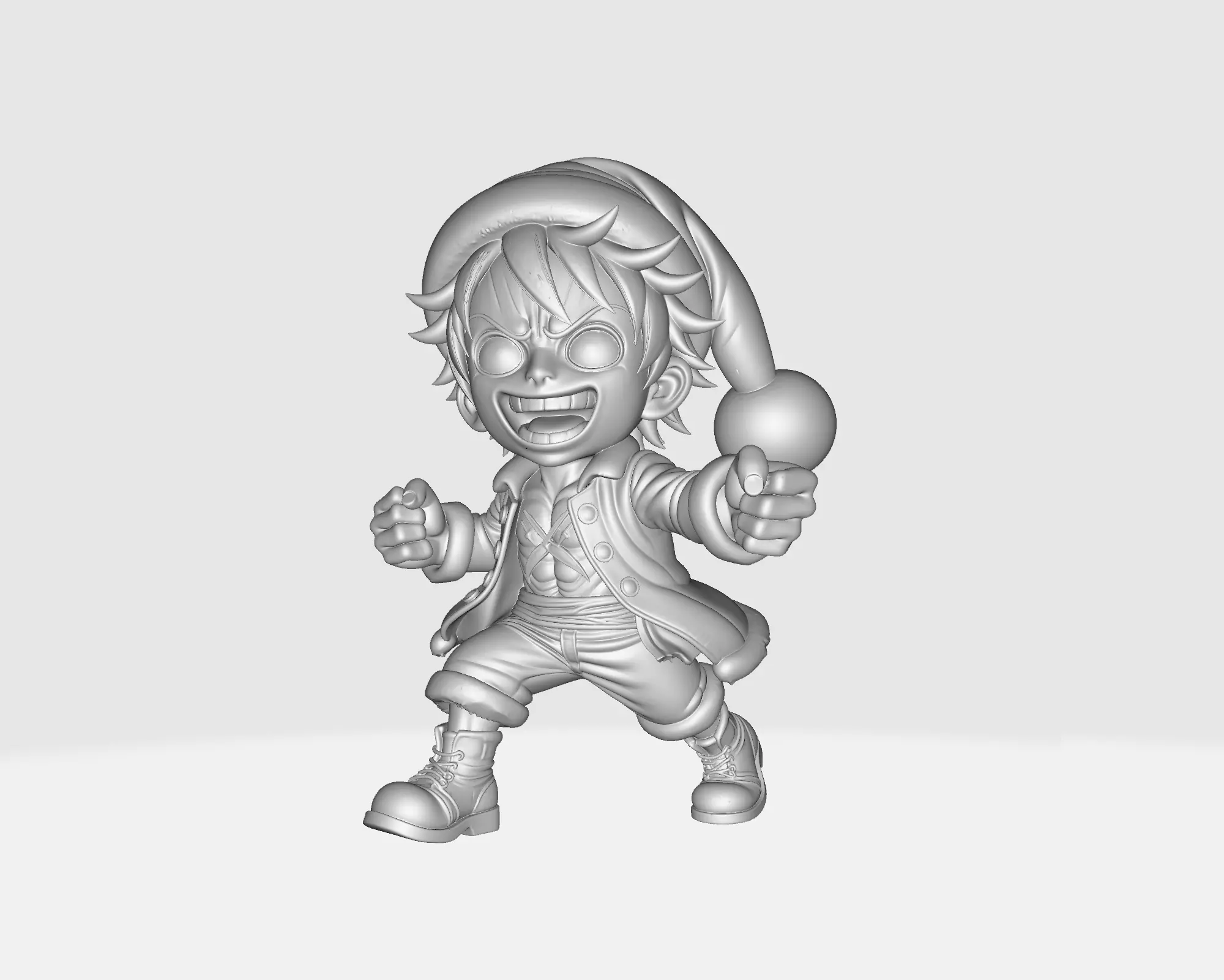 Luffy Christmas Festive Anime Pirate Figurine Santa Outfit 3D print model_1