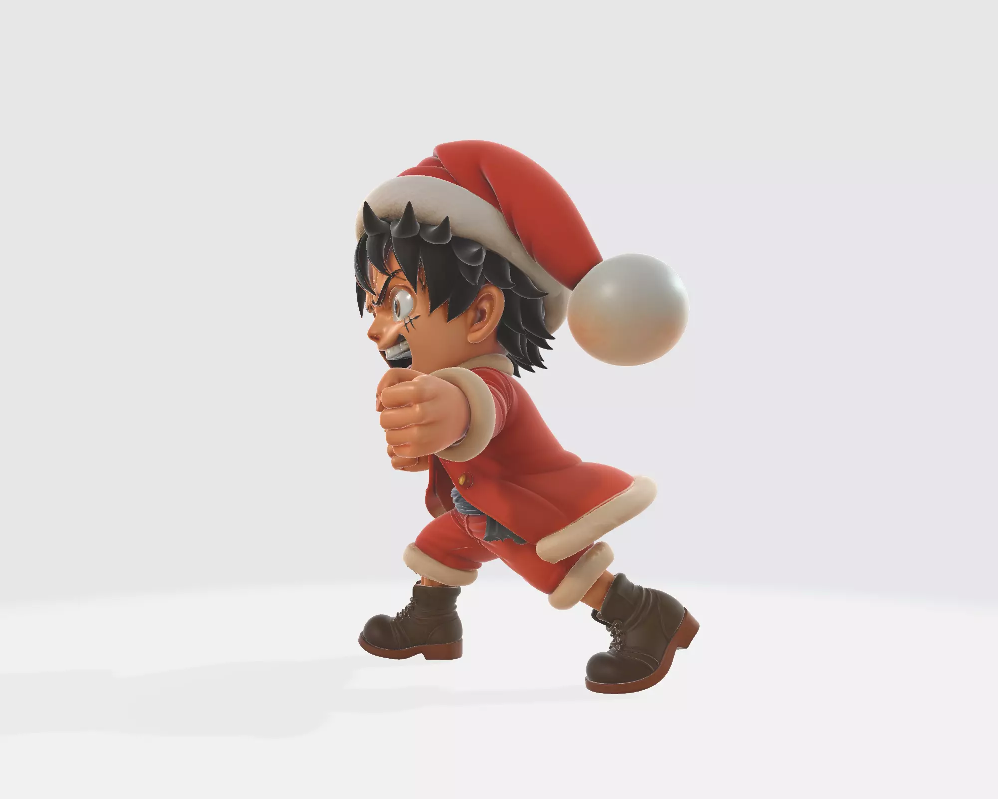 Luffy Christmas Festive Anime Pirate Figurine Santa Outfit 3D print model_6