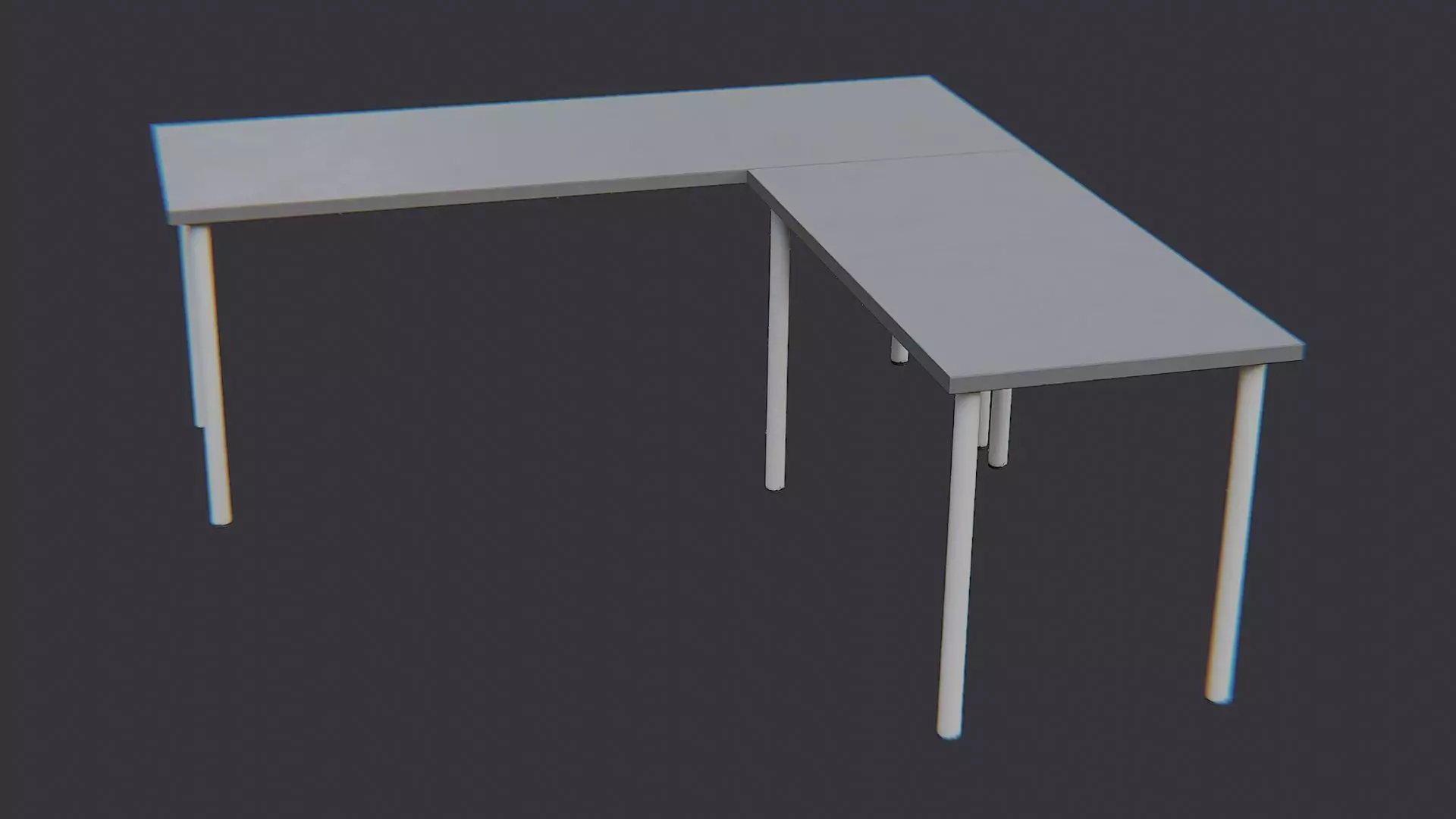 L Shaped Office Desk Low-poly 3D model_0
