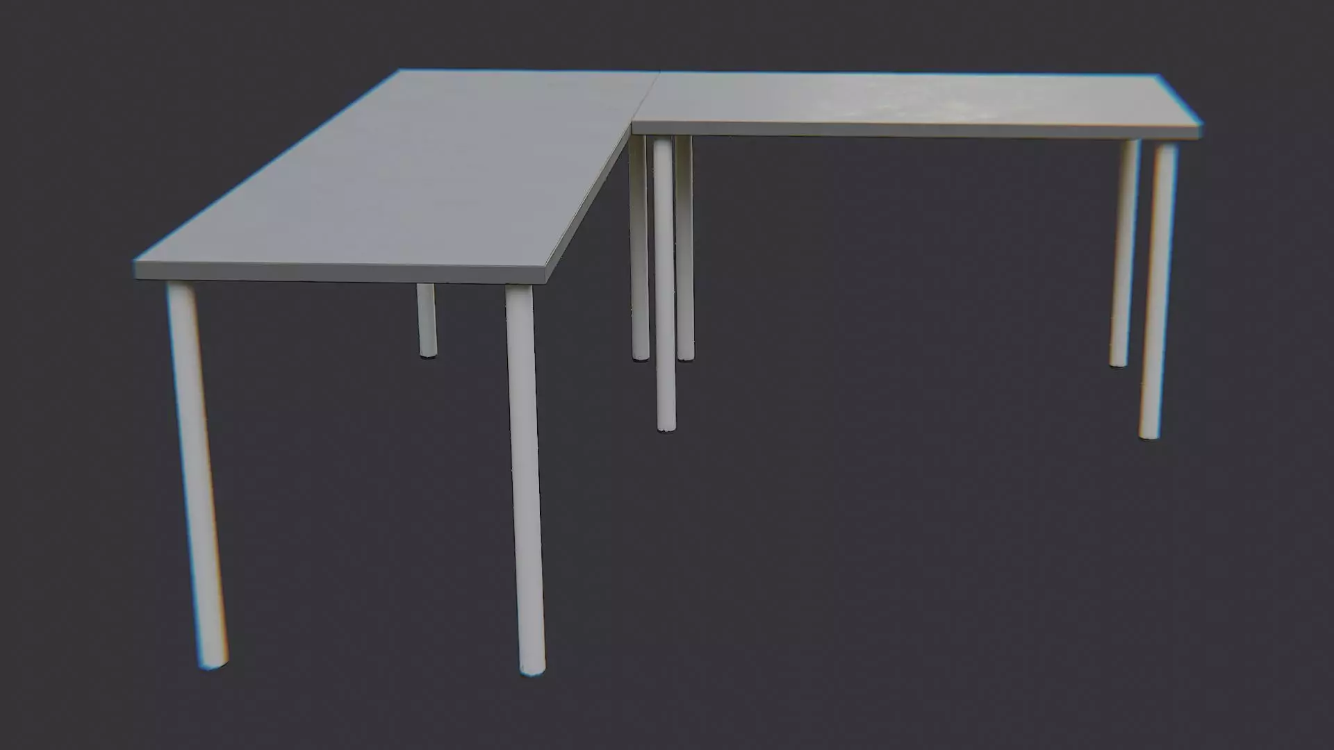 L Shaped Office Desk Low-poly 3D model_1