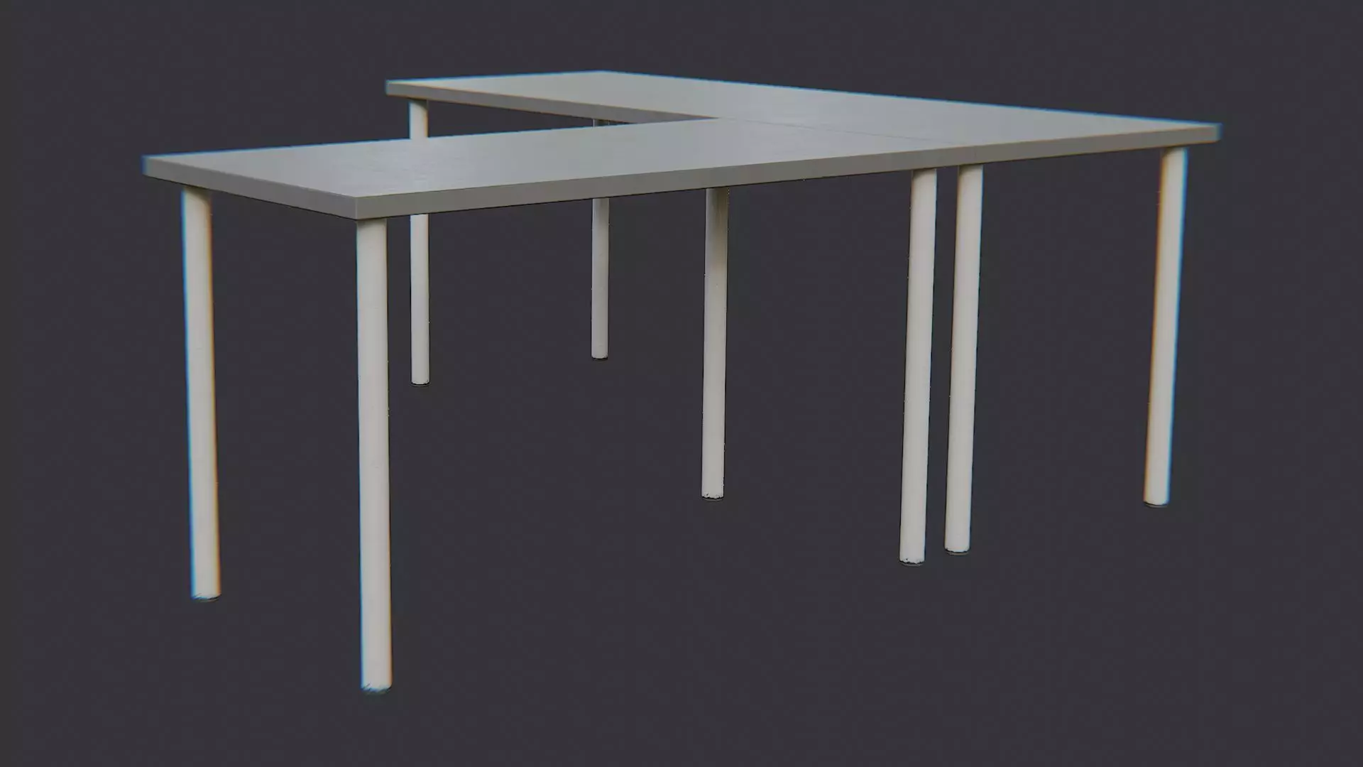 L Shaped Office Desk Low-poly 3D model_2