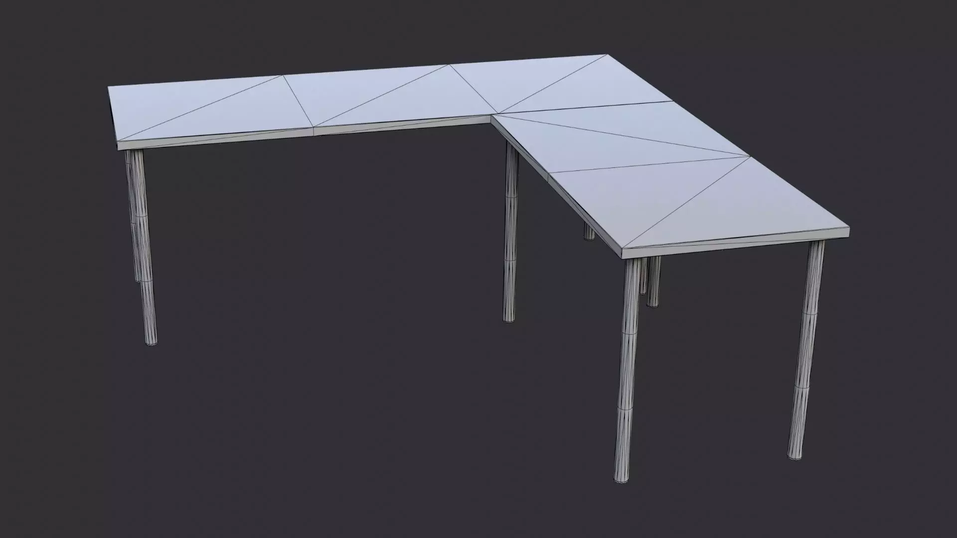 L Shaped Office Desk Low-poly 3D model_7