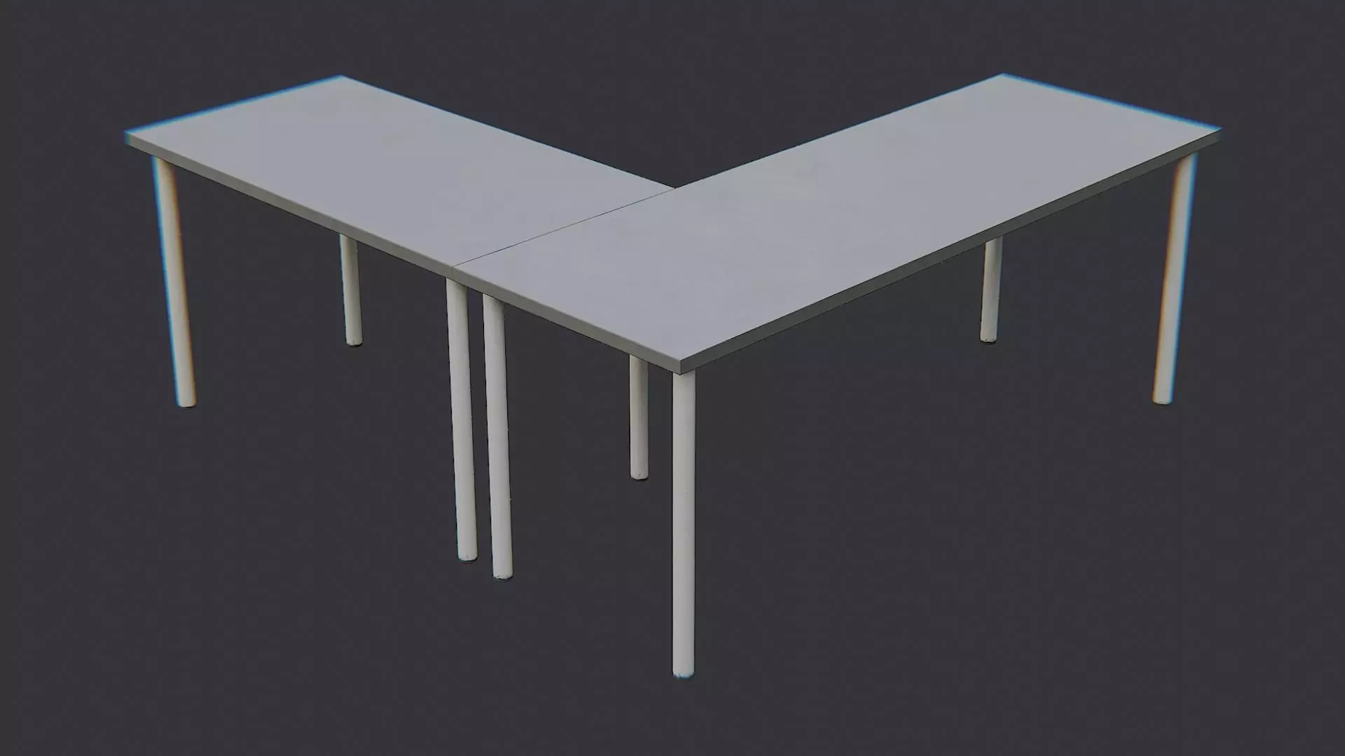 L Shaped Office Desk Low-poly 3D model_3