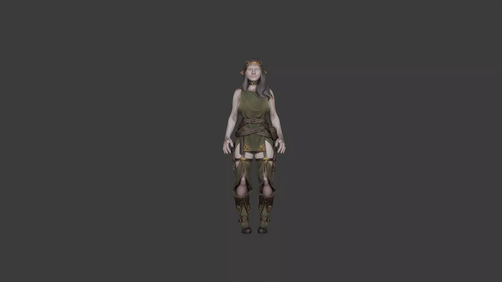 Elf Woman Fantasy 3D Character Model  3D model_0