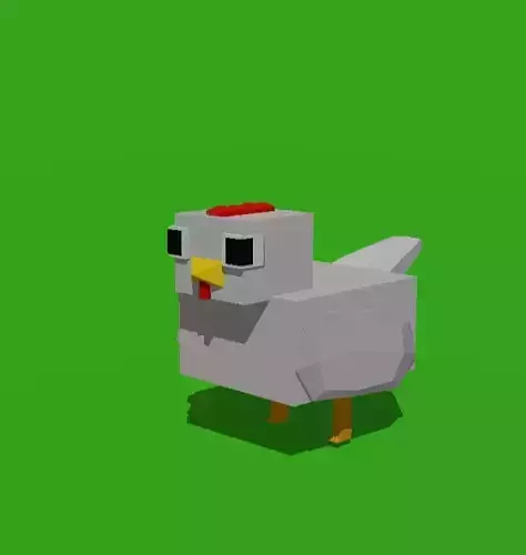 Cute Voxel Chicken-Low Poly Blocky