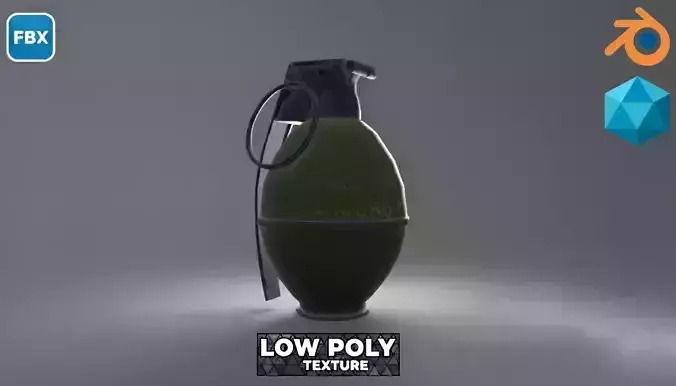 Green M26 Hand Grenade 3D Model  FBX LowPoly  