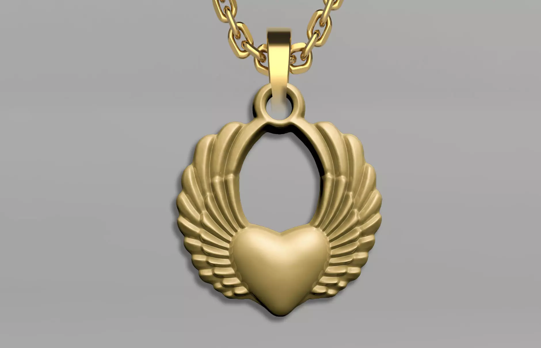 WING HART PENDANT 3D print model_8