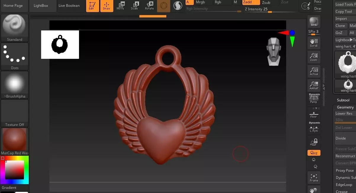 WING HART PENDANT 3D print model_9