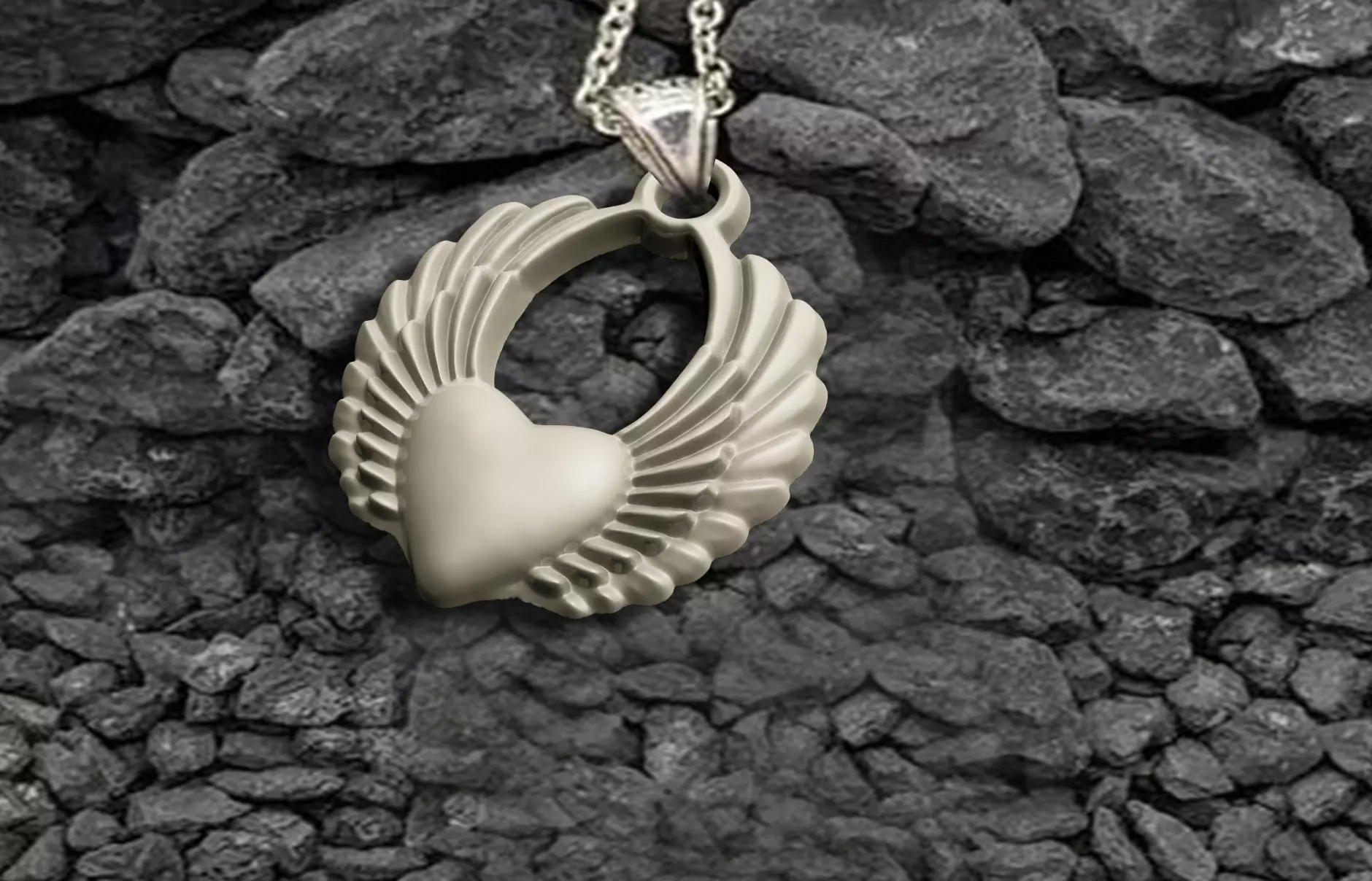 WING HART PENDANT 3D print model_7