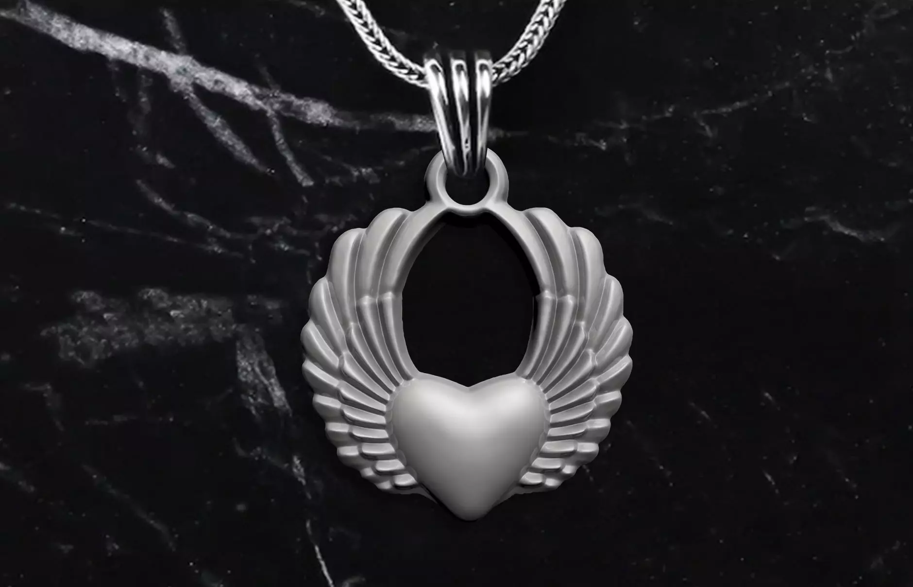 WING HART PENDANT 3D print model_2