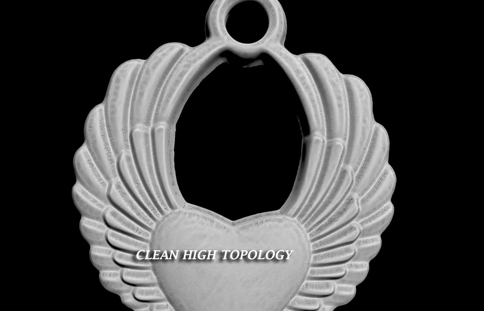 WING HART PENDANT 3D print model_10