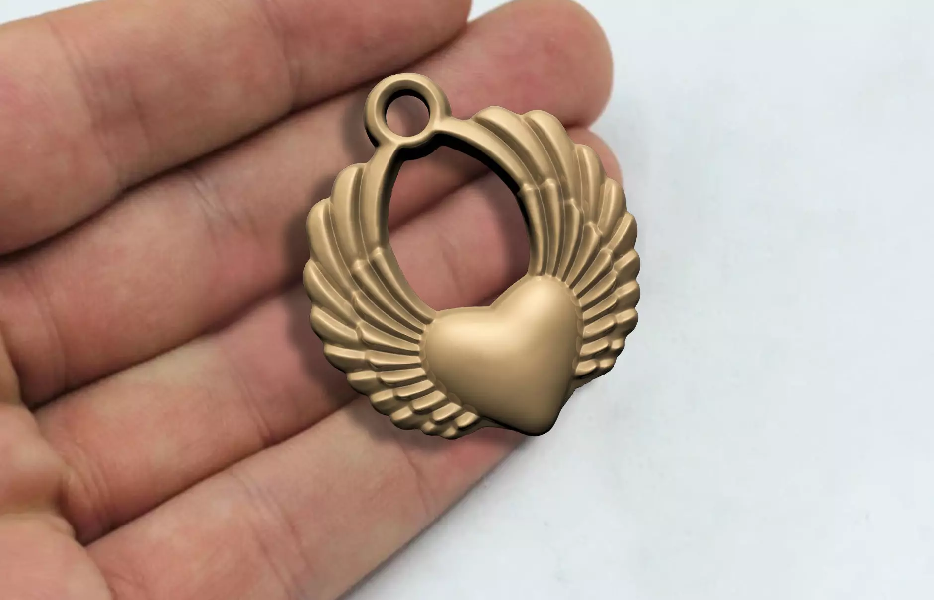 WING HART PENDANT 3D print model_3