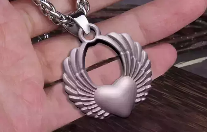 WING HART PENDANT 3D print model