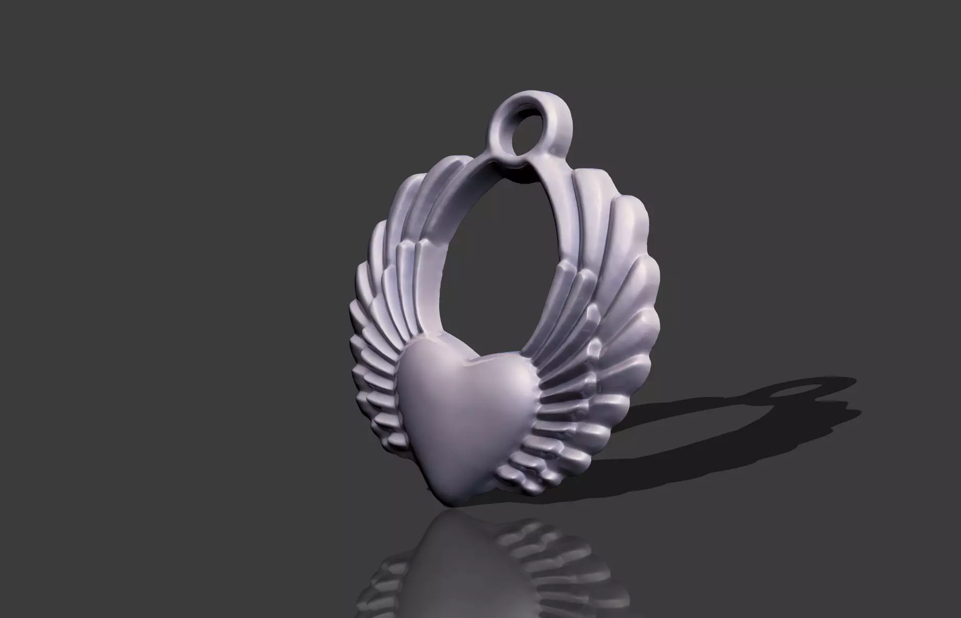WING HART PENDANT 3D print model_6