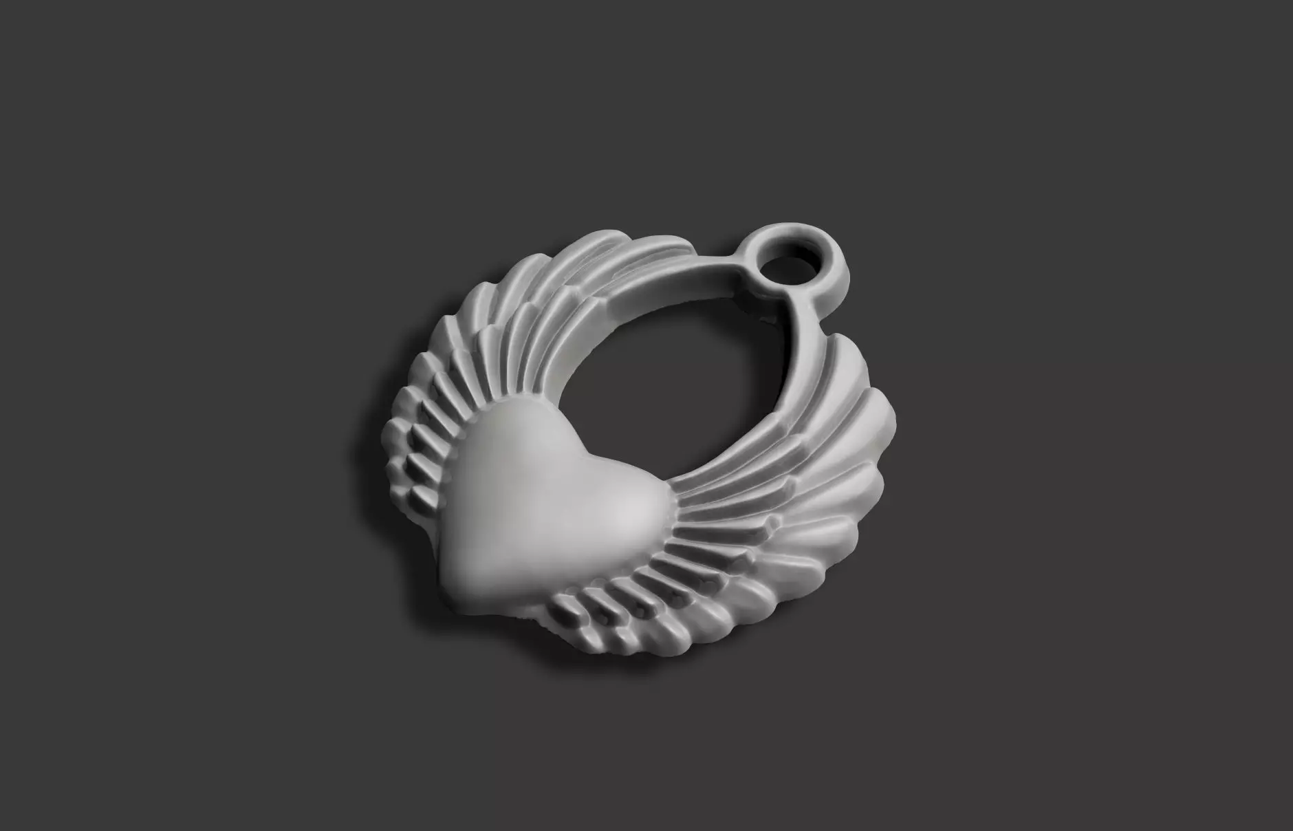 WING HART PENDANT 3D print model_1