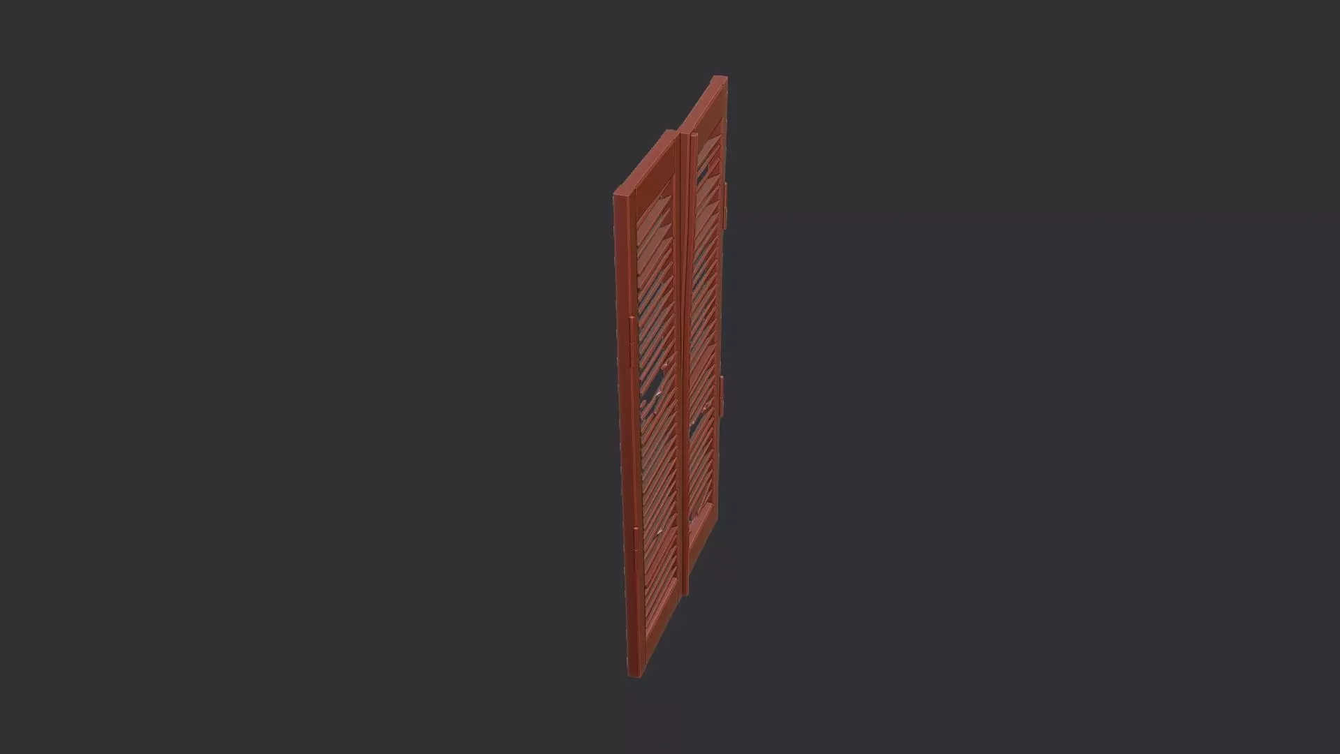 Wooden Window Shutter with Louvers Low-poly 3D model_6