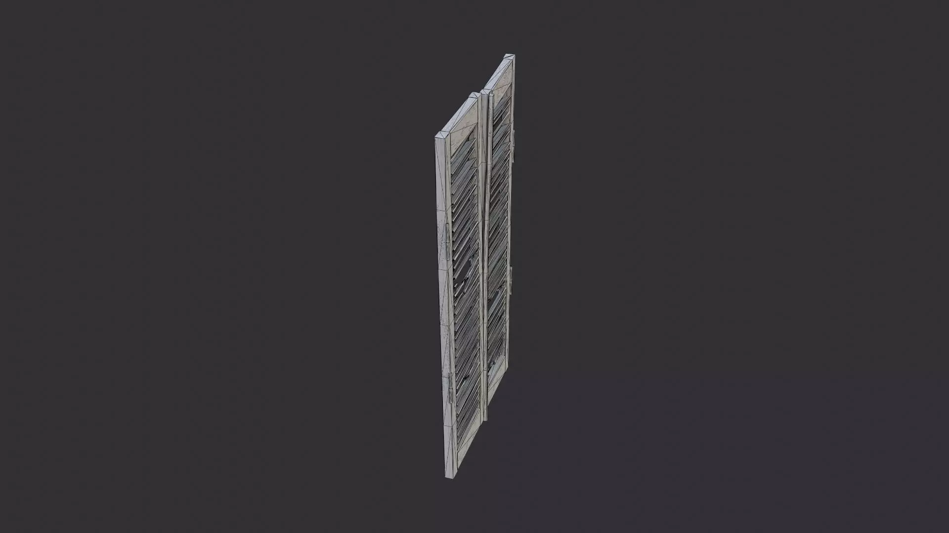 Wooden Window Shutter with Louvers Low-poly 3D model_7