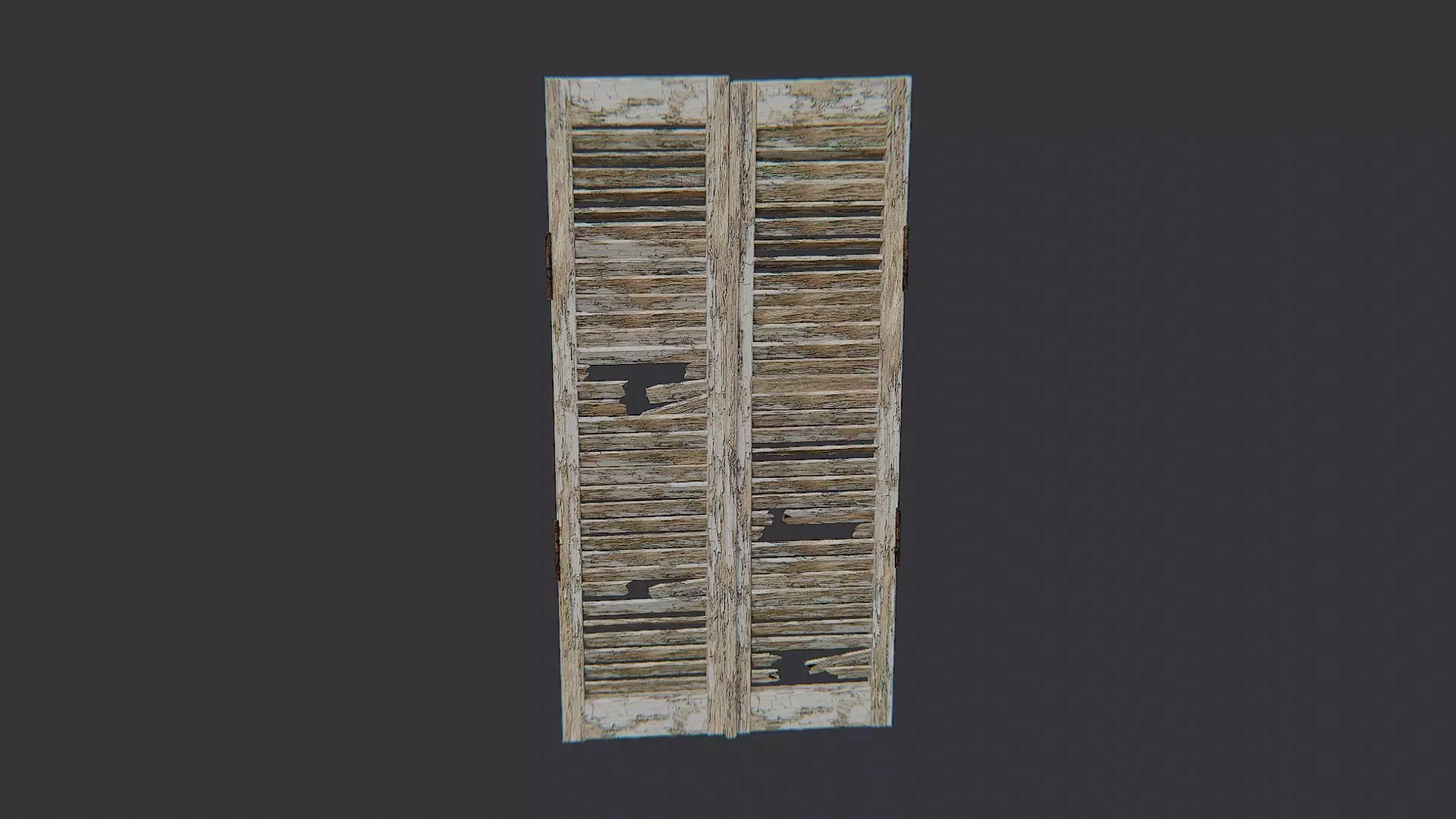 Wooden Window Shutter with Louvers Low-poly 3D model_2