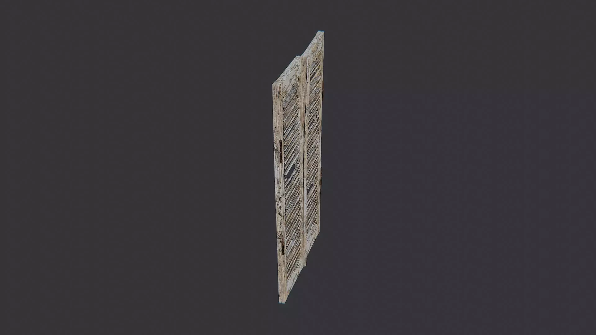 Wooden Window Shutter with Louvers Low-poly 3D model_0