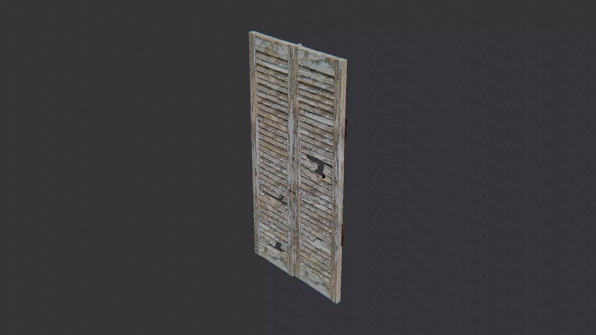 Wooden Window Shutter with Louvers Low-poly 3D model_1