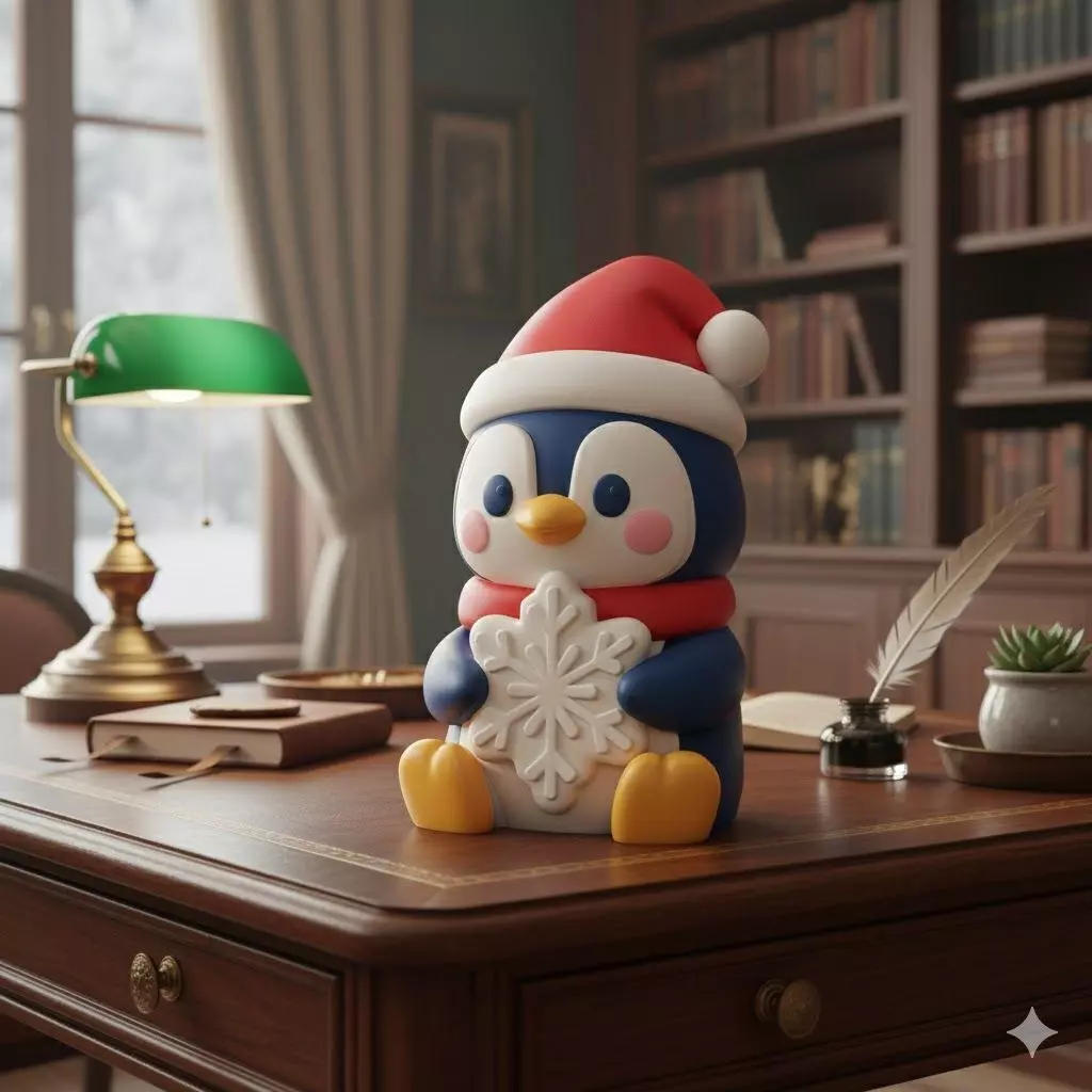 A penguin celebrating Christmas 3D print model_0