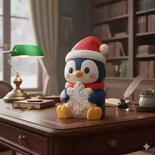 A penguin celebrating Christmas 3D print model A penguin celebrating Christmas 3D print model
