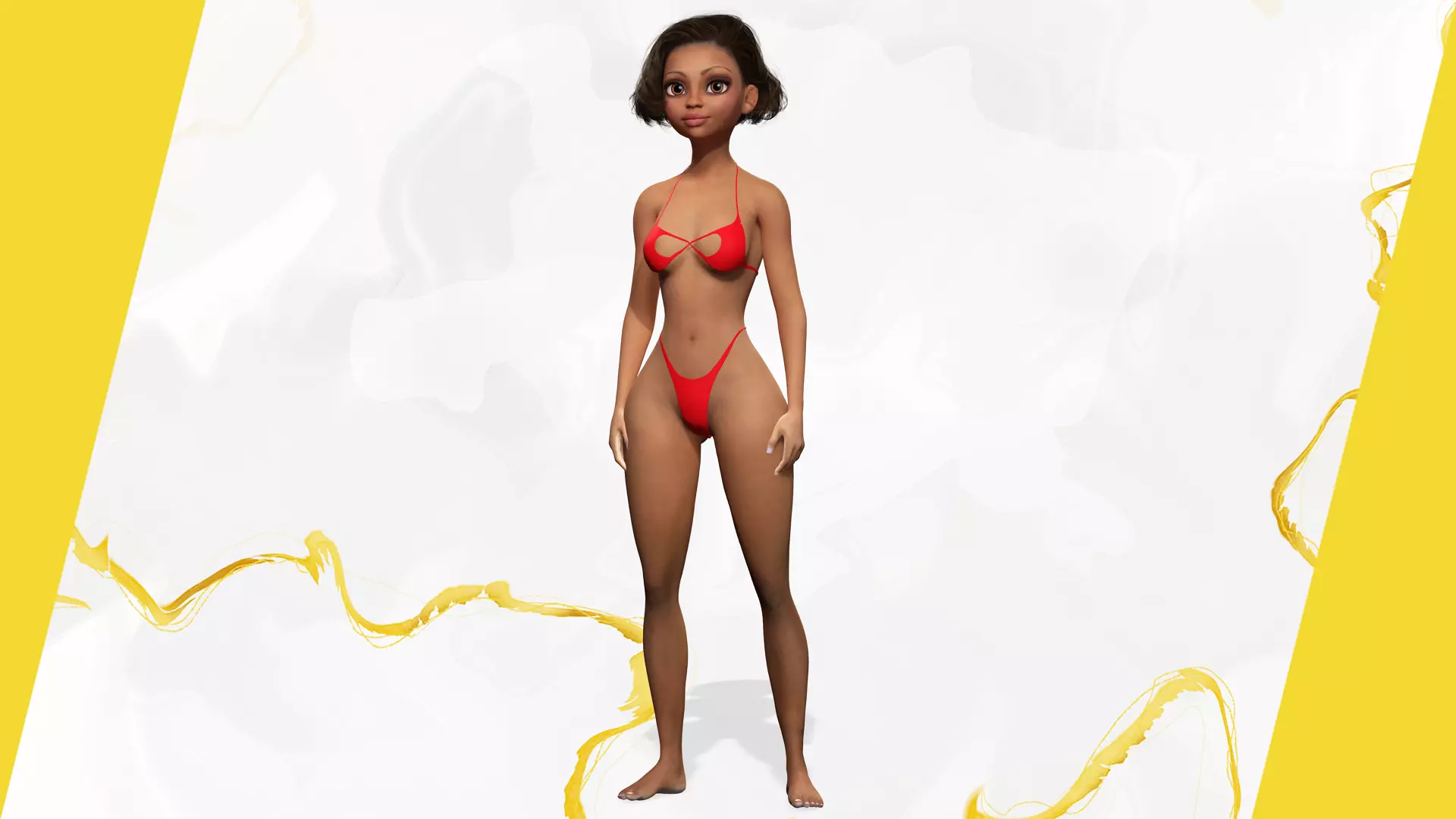 3D Afro American Female Character Low poly 3D model Free low-poly 3D model_2