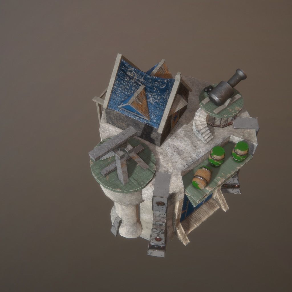 Defence tower Low-poly 3D model_1