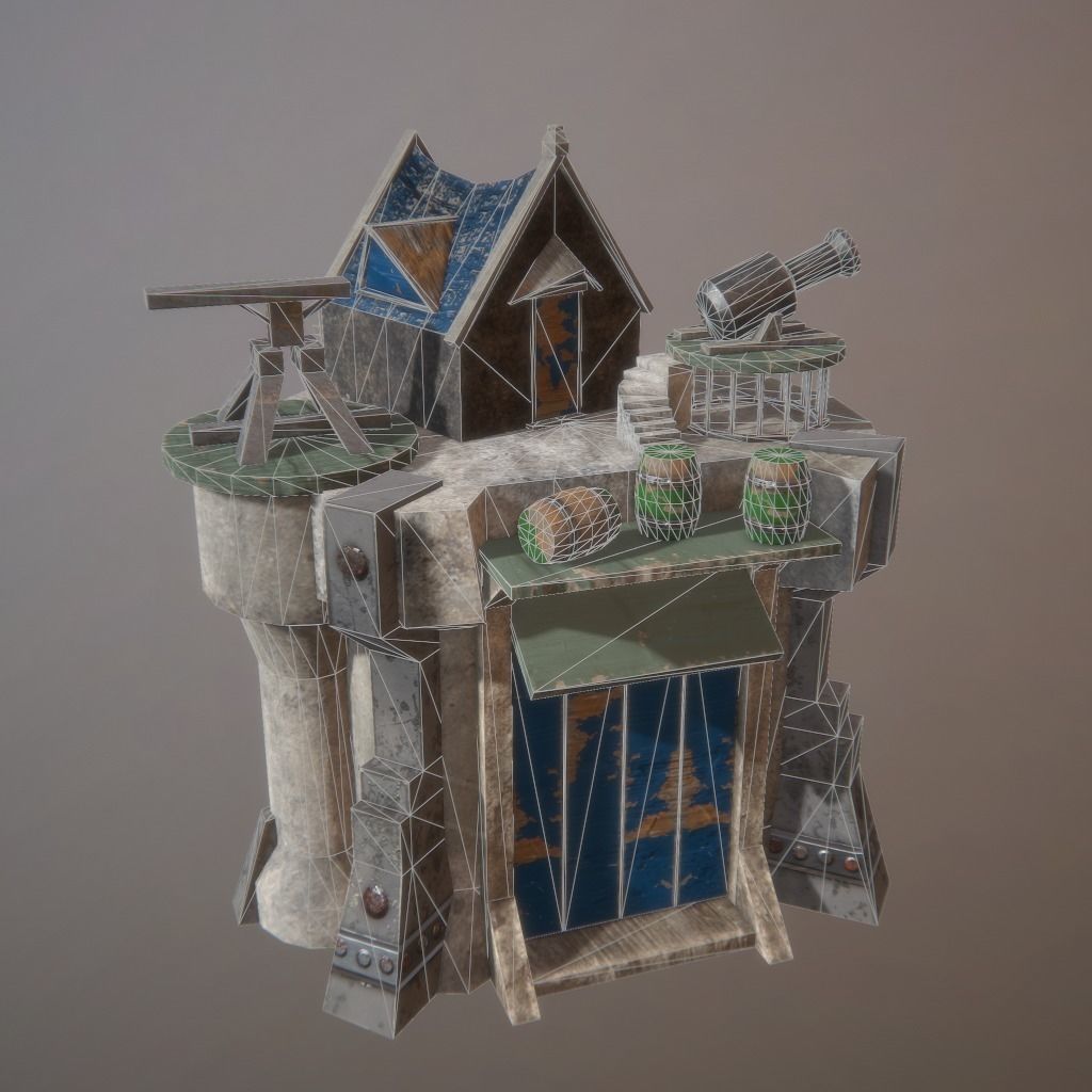 Defence tower Low-poly 3D model_3