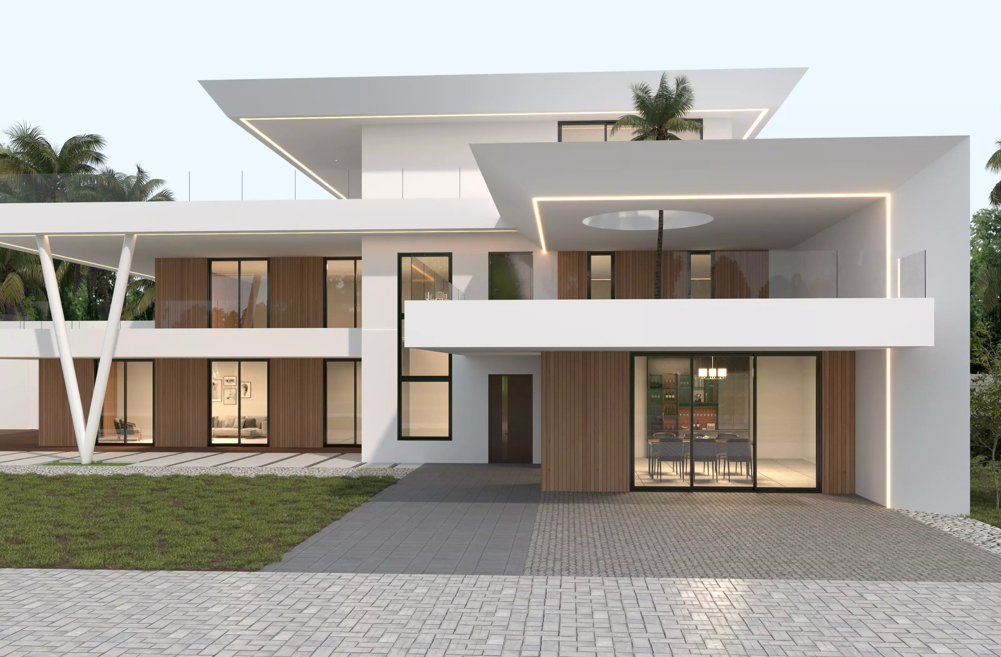 Modern house archicad Low-poly 3D model_4