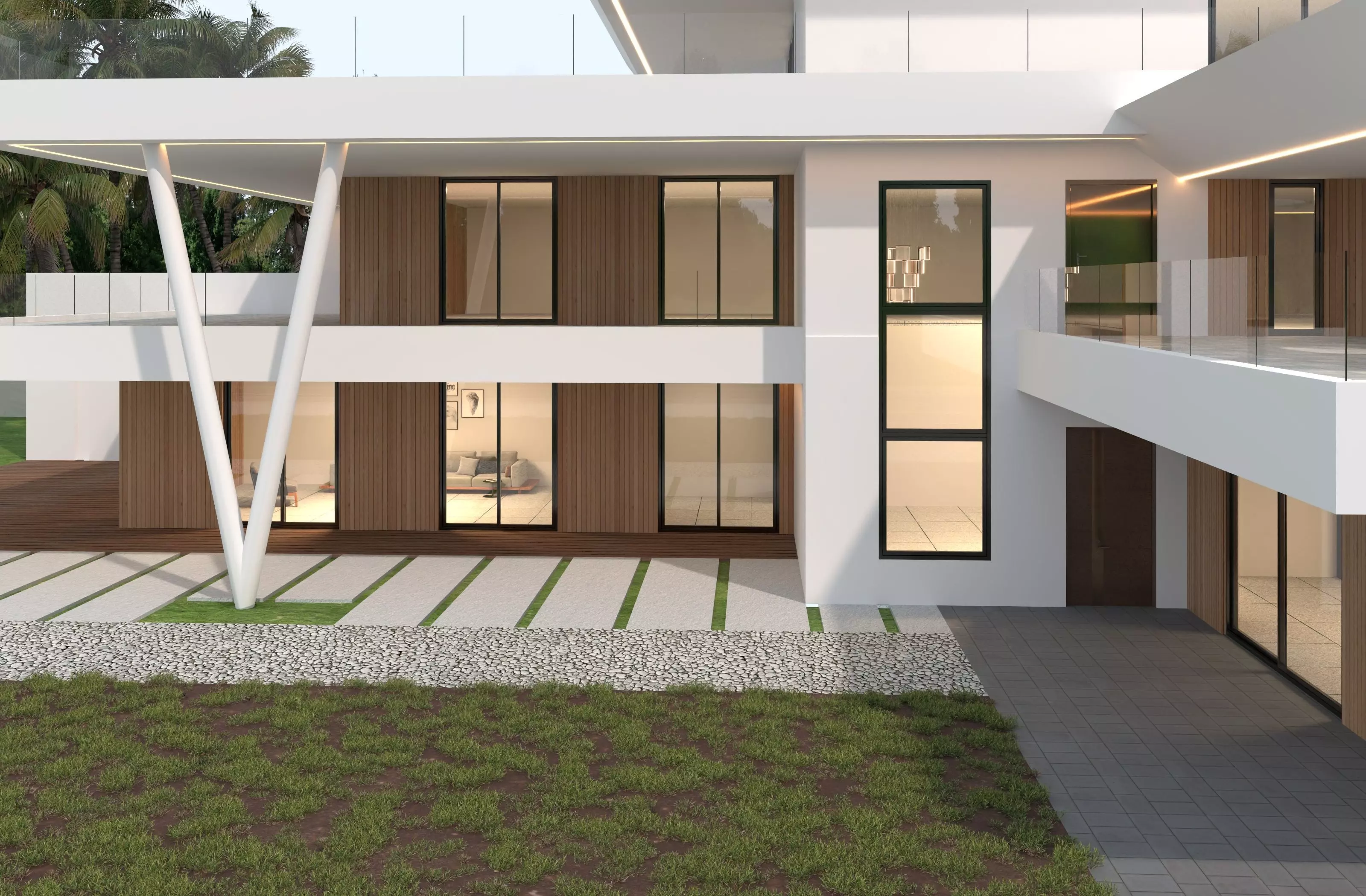 Modern house archicad Low-poly 3D model_8