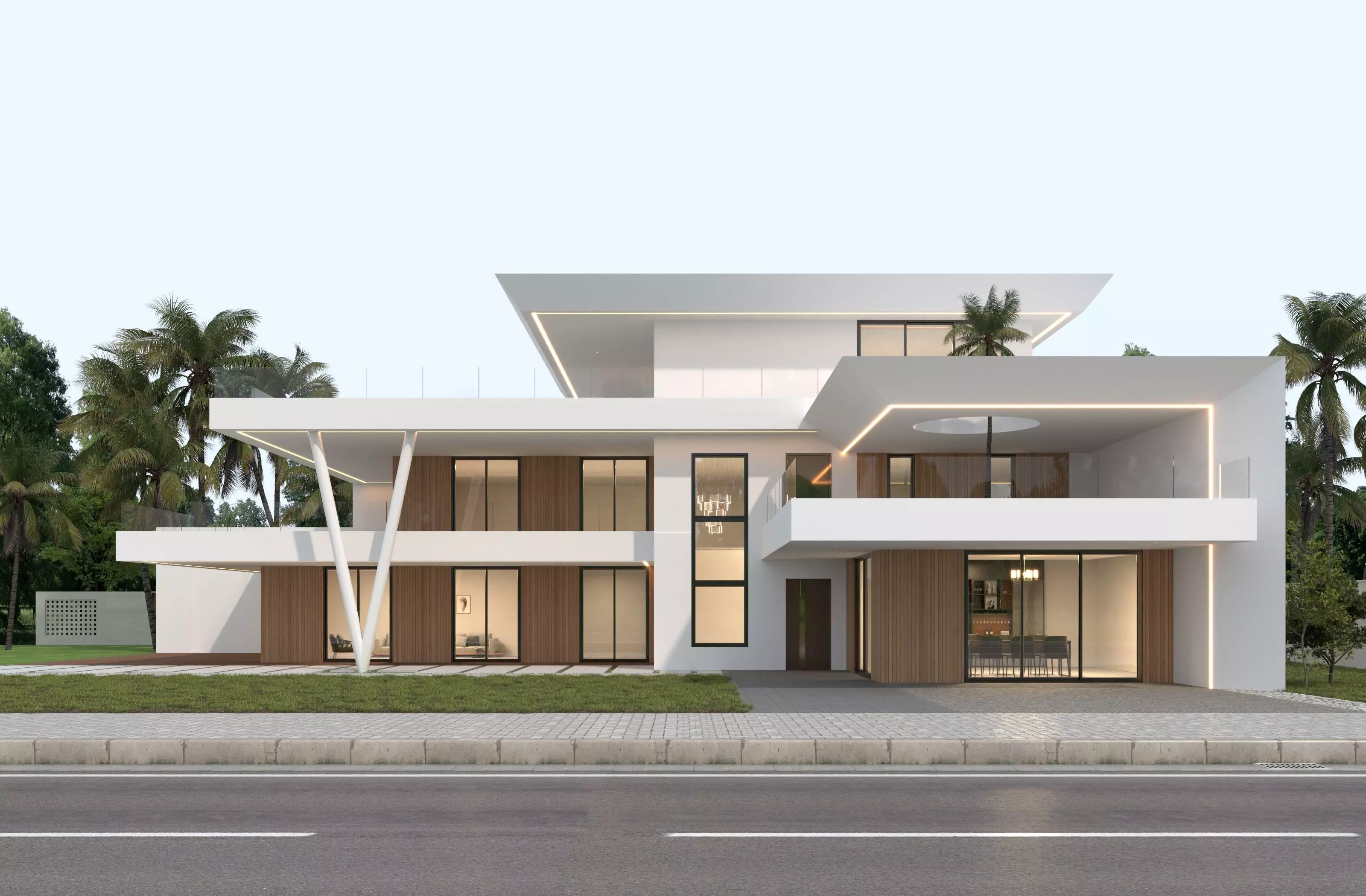Modern house archicad Low-poly 3D model_0